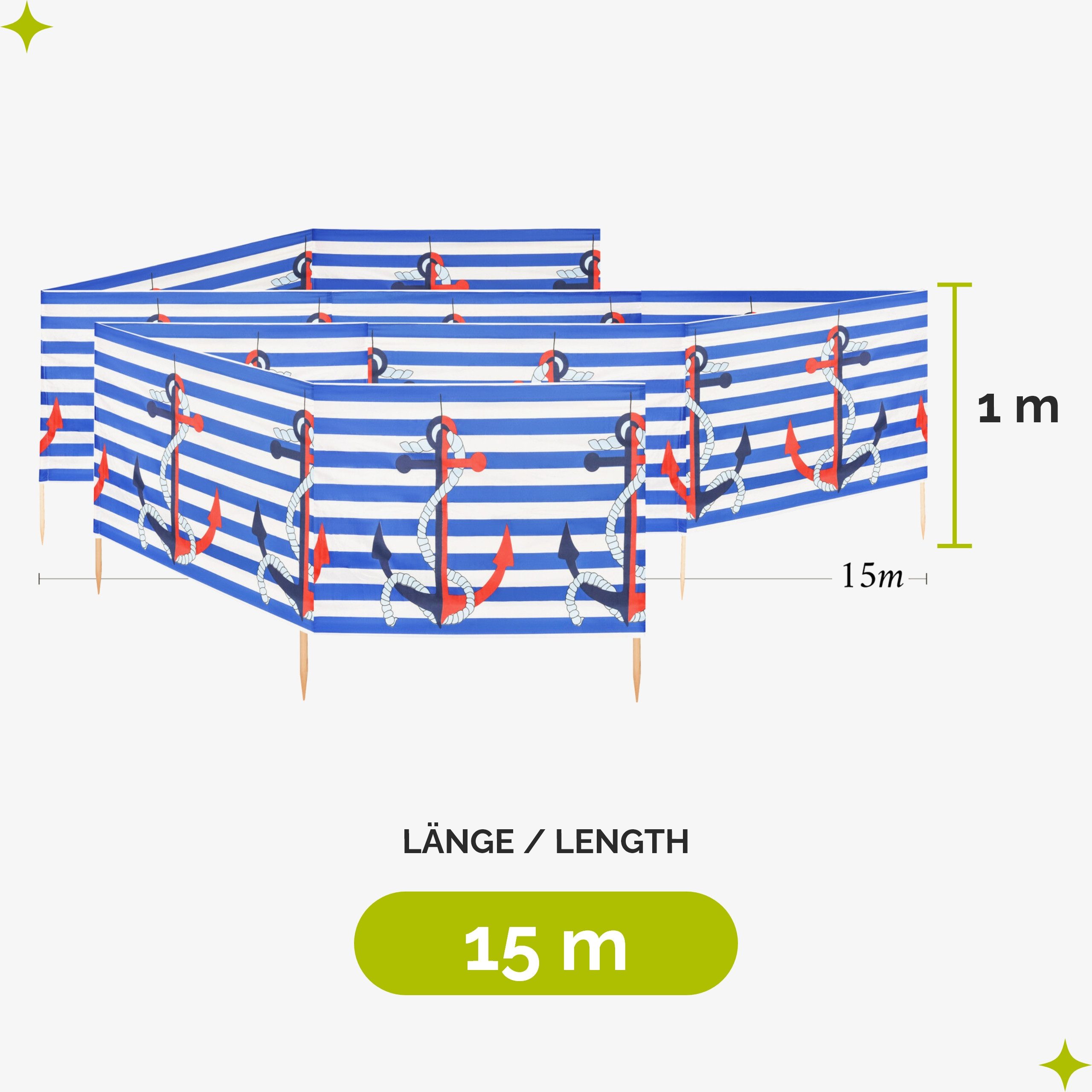 Garronda Windschutz Strand Sichtschutz 15m lang günstig online kaufen