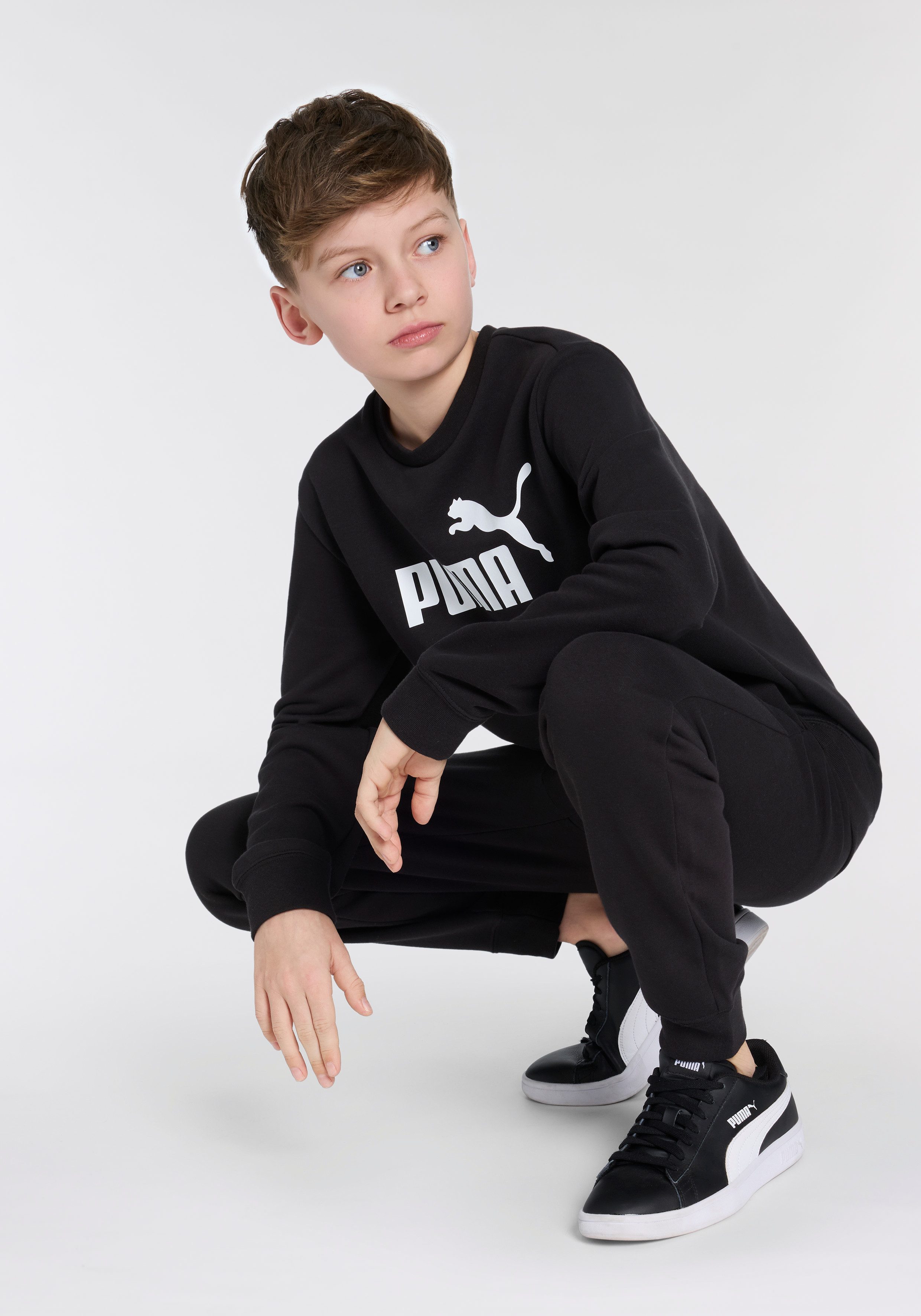 PUMA Trainingsanzug ESS NO.1 LOGO CREW SWEAT SUIT TR B (2-tlg), für Jugendliche, mit Rundhalsausschnitt, mit gerippten Bündchen