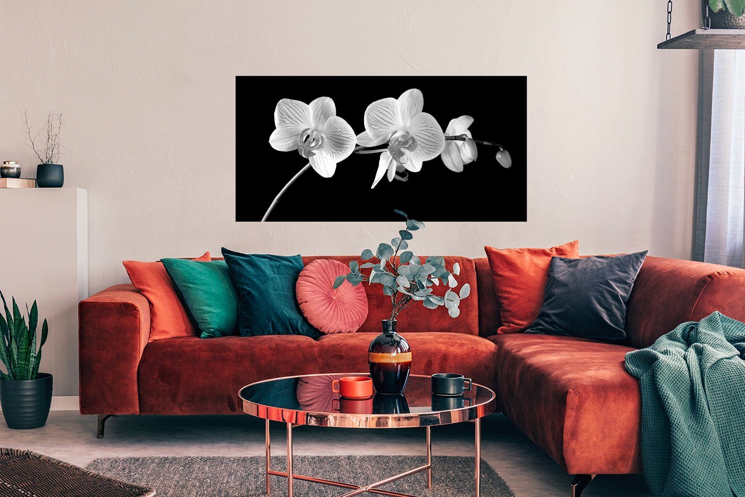 MuchoWow Poster Orchidee - Blumen - Schwarz - Rosa - Knöpfe, (1 St), Bild für Wohnzimmer, Schlafzimmer, Wandposter, Ohne Rahmen, Wanddeko
