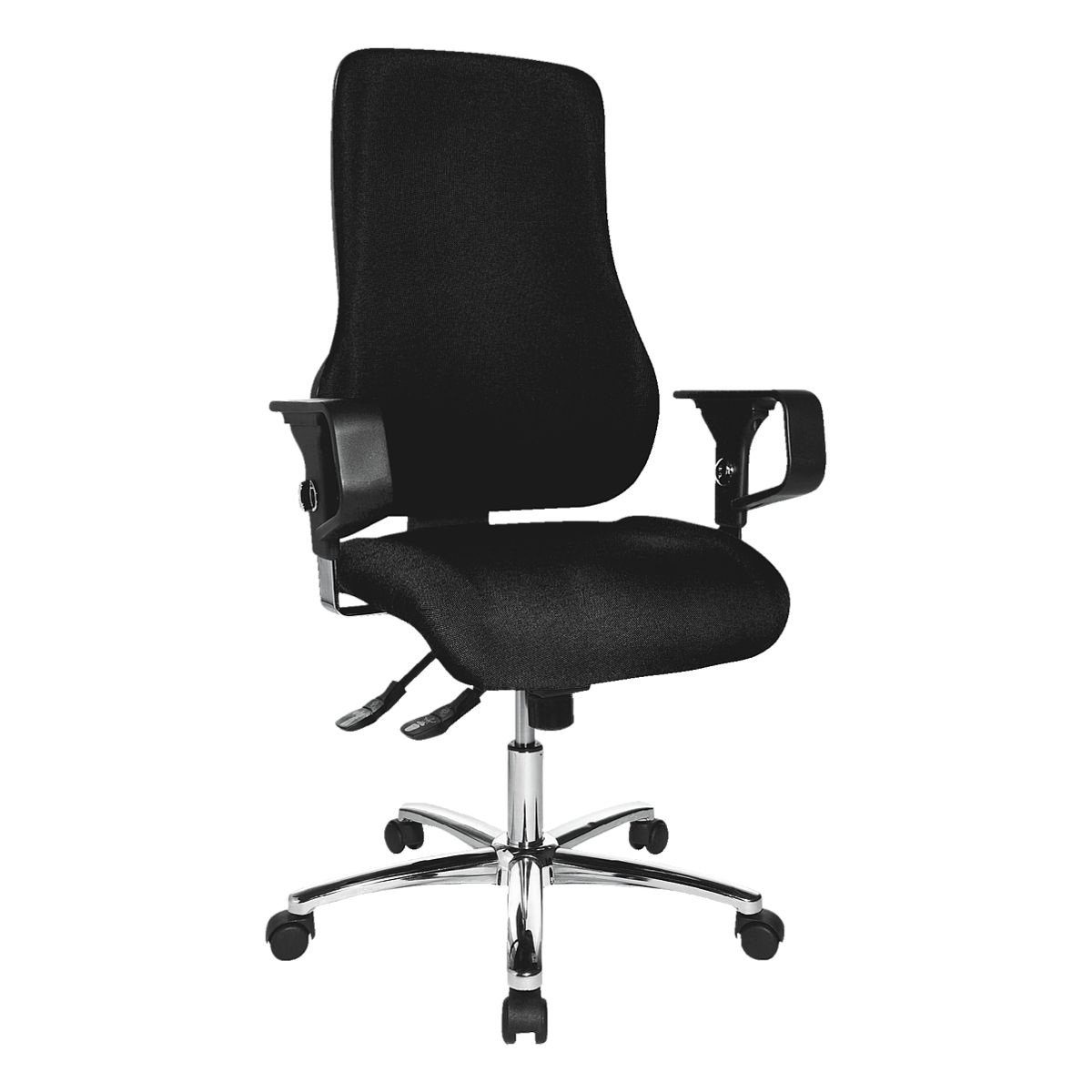 Armlehnen, TOPSTAR mit schwarz Muldensitz 55, Sitness Body-Balance-Tect und Schreibtischstuhl