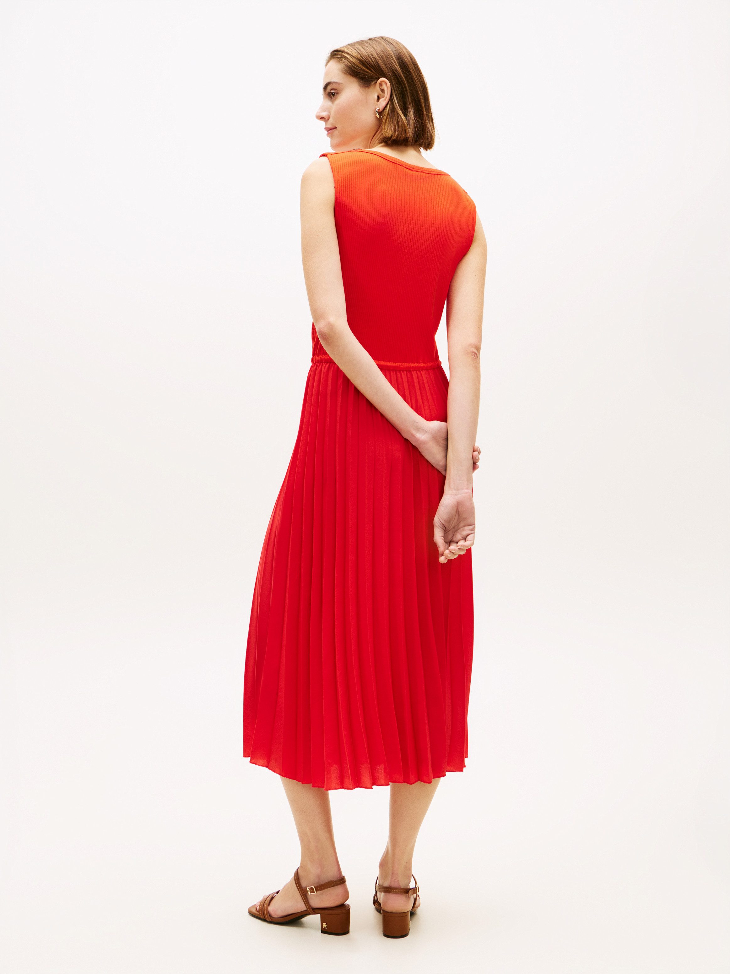 Tommy Hilfiger Strickkleid 5X2 SLASH-NK MIX MEDIA DRS mit feinen Rippen