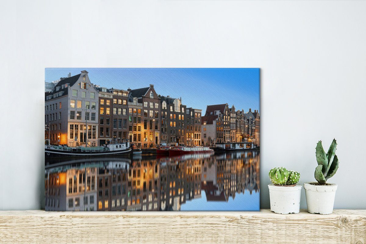 OneMillionCanvasses® (1 Das Wanddeko, St), 30x20 Wandbild Amsterdamer Prinsengracht, cm Leinwandbild Wasser stille Leinwandbilder, der Aufhängefertig,