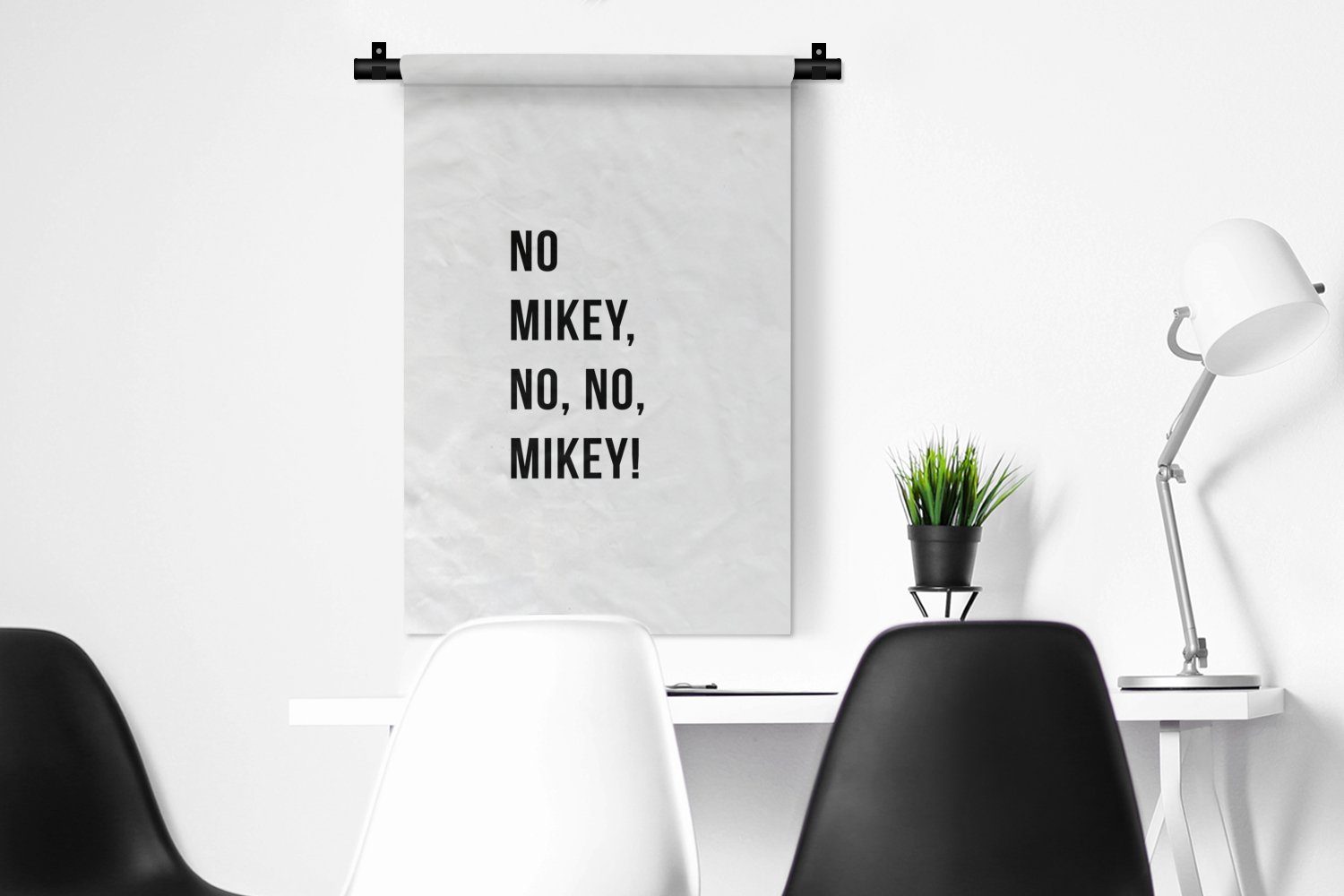 Weiß, Wanddekoobjekt Zitate - Wanddeko für - Mikey! Wandbehang, Wohnzimmer, Kinderzimmer nein, Nein Kleid, Schlafzimmer, nein, Mikey, MuchoWow