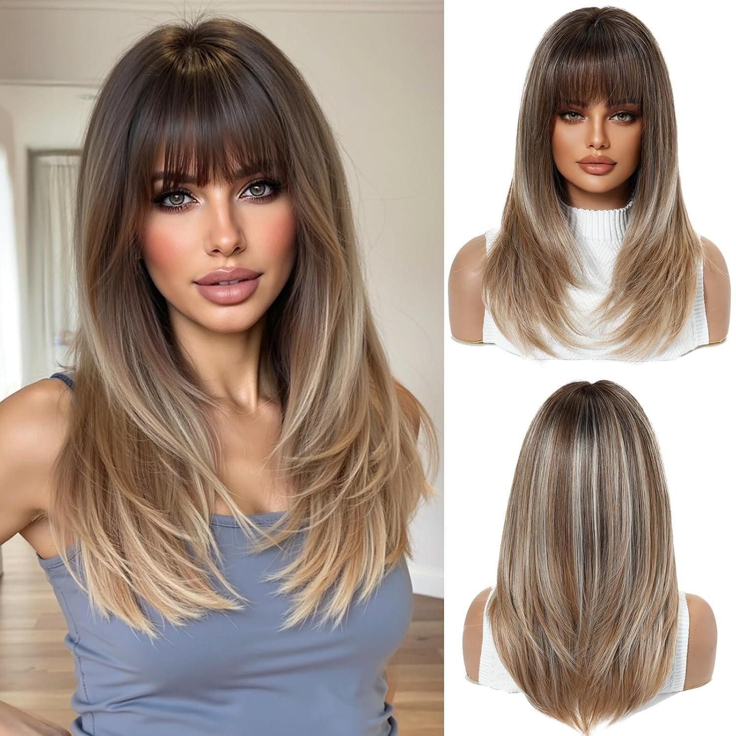 LuxusKollektion Kunsthaarperücke Perücke Damen Ombre Braun Blond Ombre Braun gemischt Blond(1287-3)