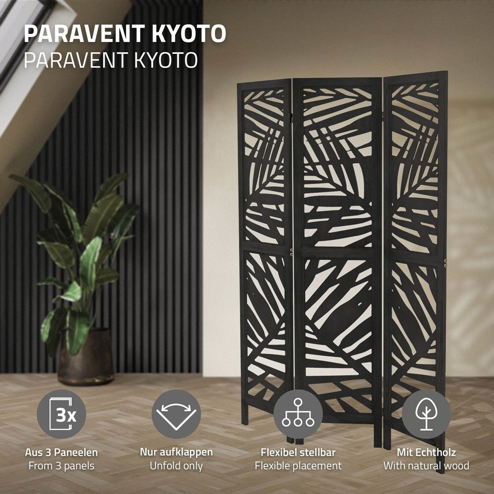 ML-DESIGN Paravent Raumteiler Faltbarer Sichtschutz Indoor Stellwand Sichtschutzwand, Raumtrenner 3-teilig Schwarz 170x121 cm aus Holz freistehend Trennwand – Bild 2 von 5