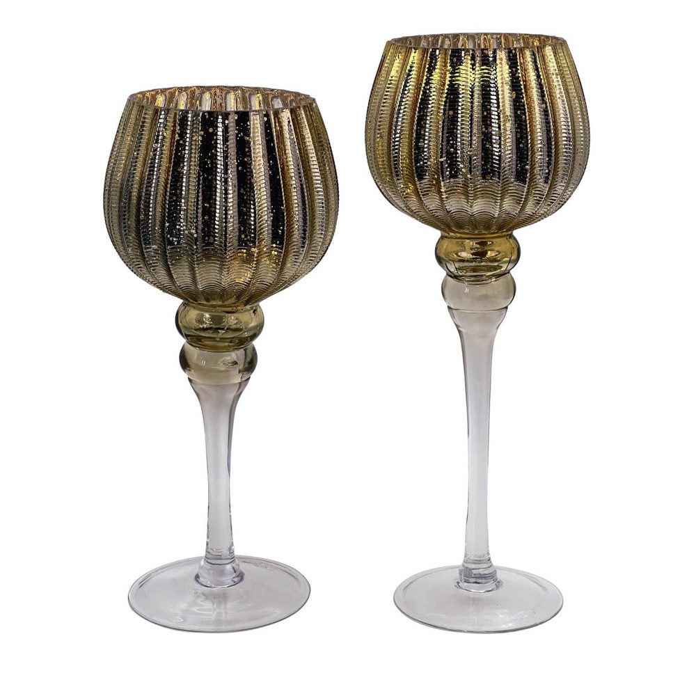 MICA Teelichthalter 2er Set Teelichthalter - Kelche - gold - ca. 13 x 30/35 günstig online kaufen
