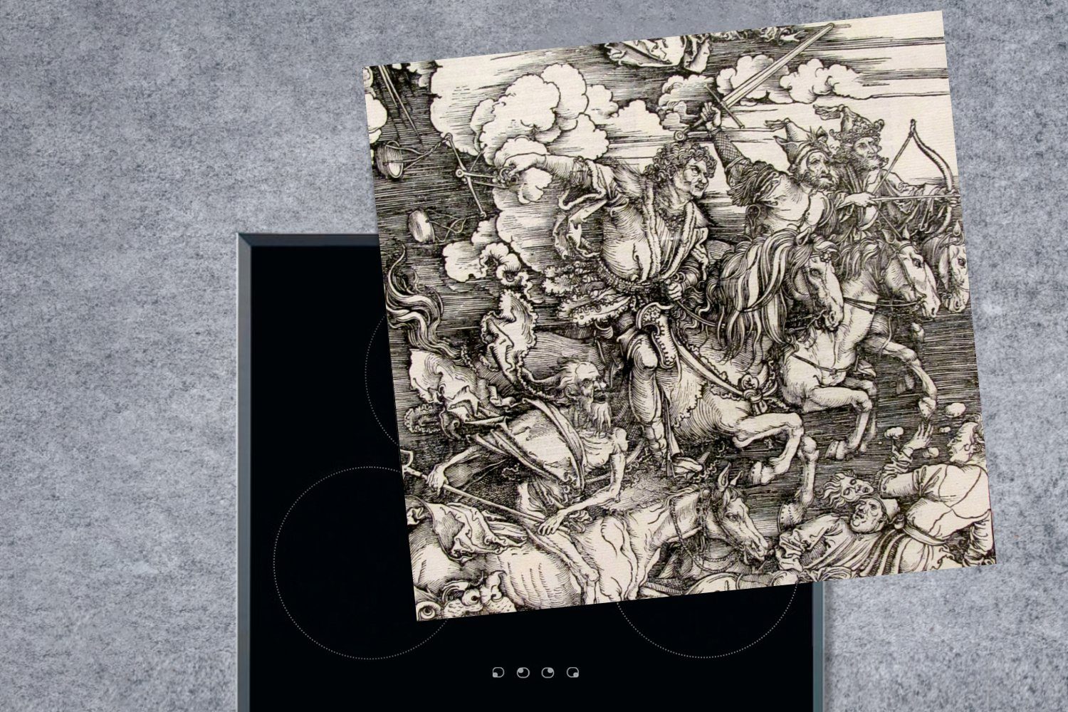 - tlg), Apokalypse Ceranfeldabdeckung, (1 Herdblende-/Abdeckplatte Dürer, Vinyl, küche vier Arbeitsplatte für Die cm, der Reiter 78x78 MuchoWow Albrecht