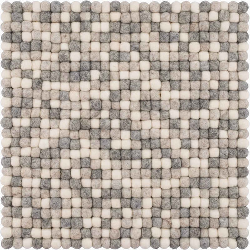 myfelt Stuhlkissen Filzkugel Sitzauflage eckig - 36 x 36 cm, 100% reiner Schurwolle, quadratisch, schmutzabweisend