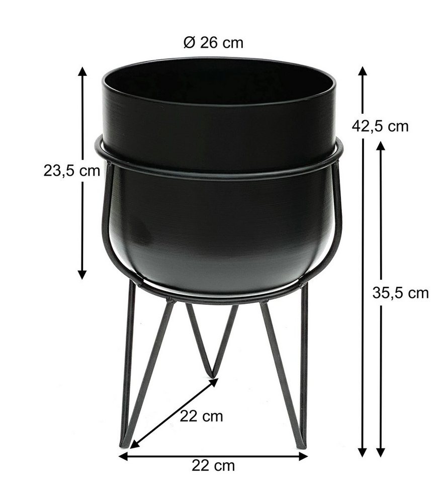 Thumbnail - DanDiBo Blumenständer mit Topf Metall Schwarz 42,5 cm Blumenhocker 96151, Blumensäule Modern Pflanzenständer Pflanzenhoc...