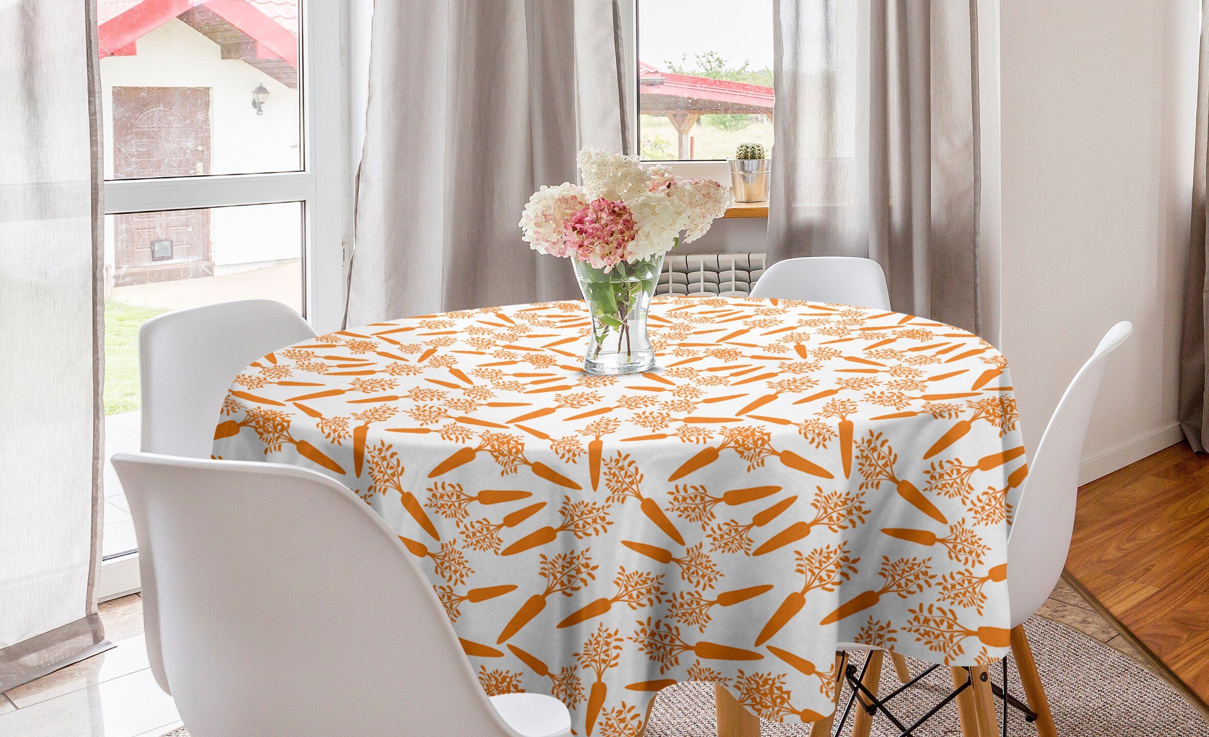 Abakuhaus Tischdecke Kreis Tischdecke Abdeckung für Esszimmer Küche Dekoration, Karotte Monochrome Art Arrangement | Tischdecken
