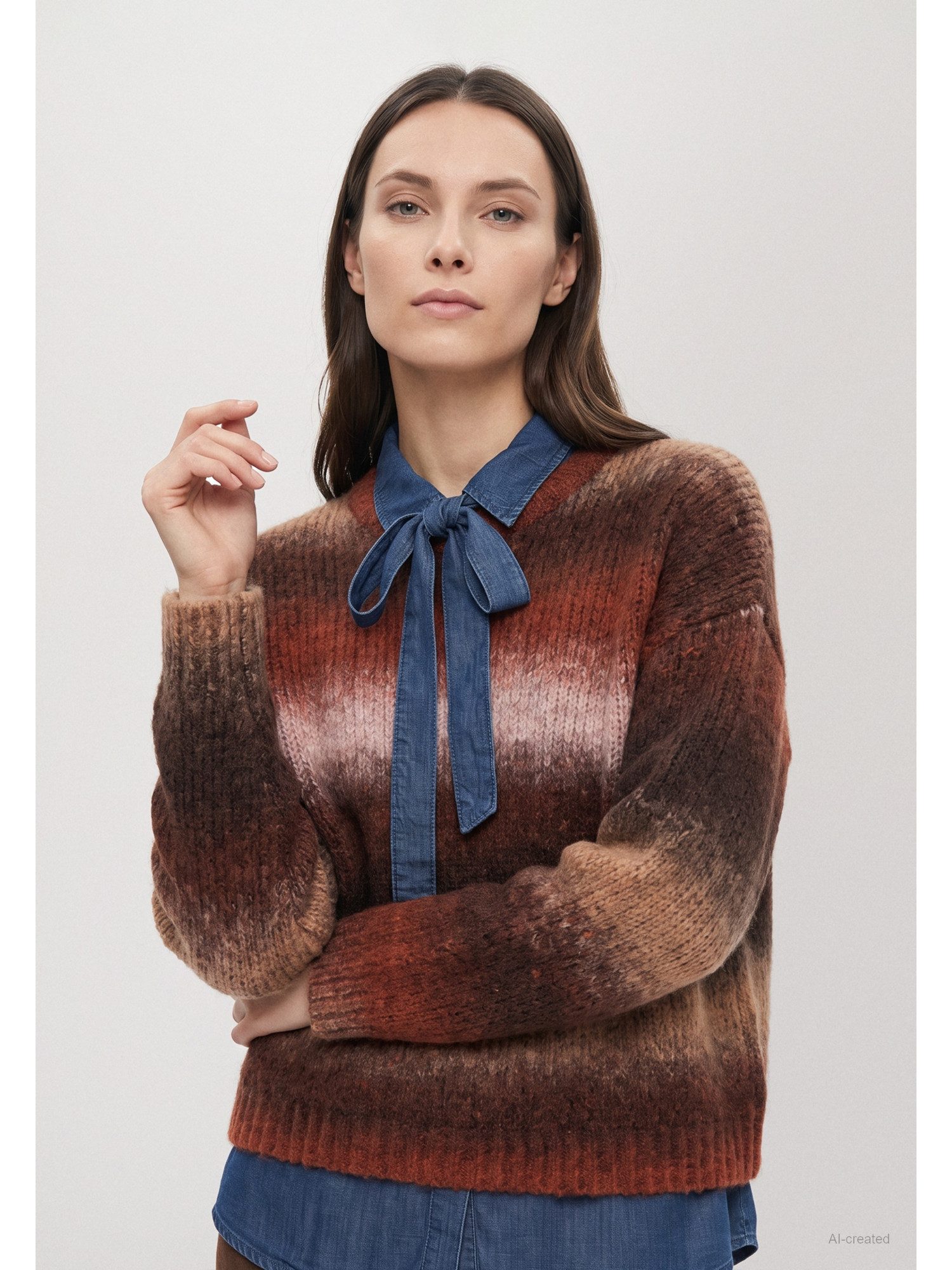 MORE&MORE Rundhalspullover kuscheliger Pullover, Farbverlauf