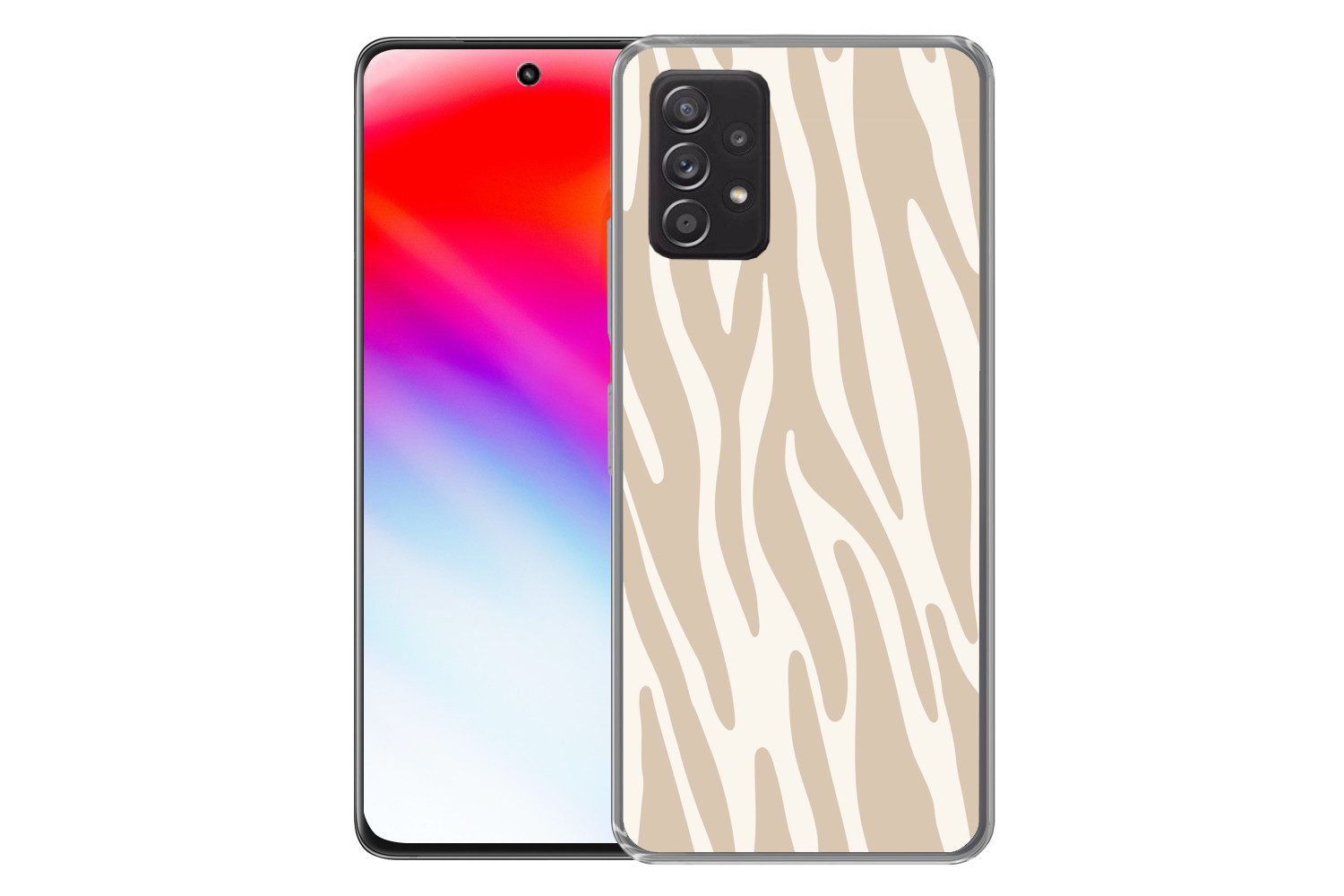 MuchoWow Handyhülle für Samsung Galaxy A53 5G Zebramuster - Beige - Weiß - Tiermuster, Phone Case, Silikon, Schutzhülle Dünn