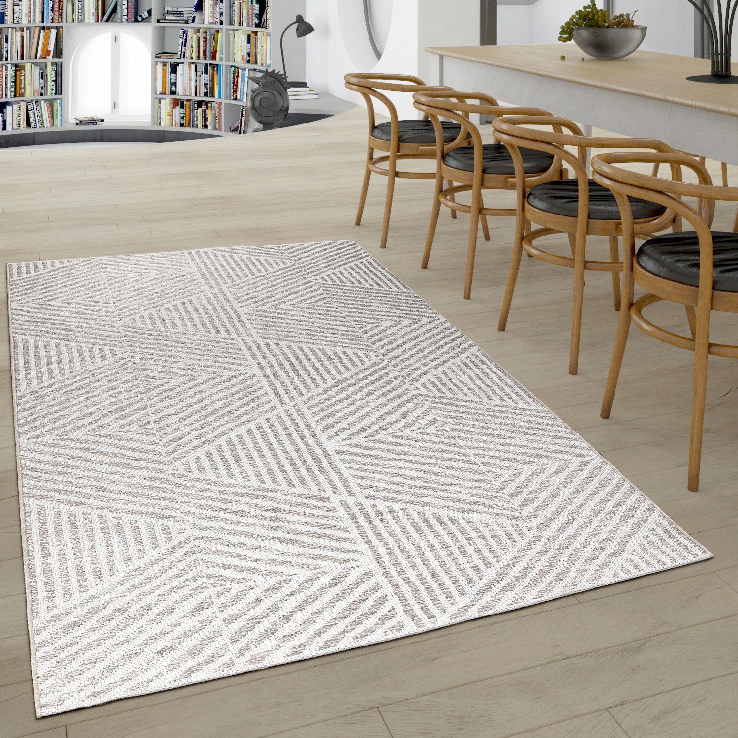 Teppich Kortrijk 746, Paco Home, rechteckig, Höhe: 4 mm, Flachgewebe,  modernes geometrisches Desing, In- und Outdoor geeignet, 100% Polypropylen