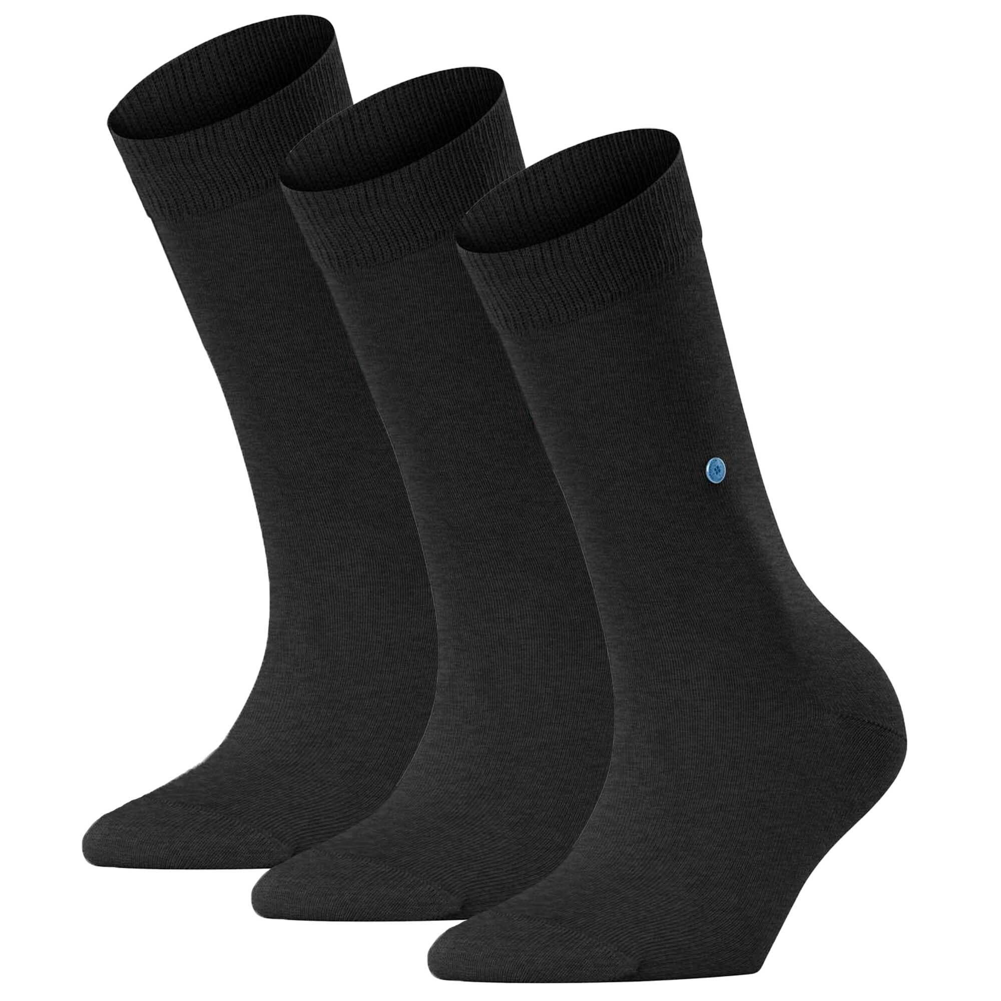 Burlington Kurzsocken Damen Socken LADY Kurzstrumpf, Schwarz/Blau 3er - Onesize Pack