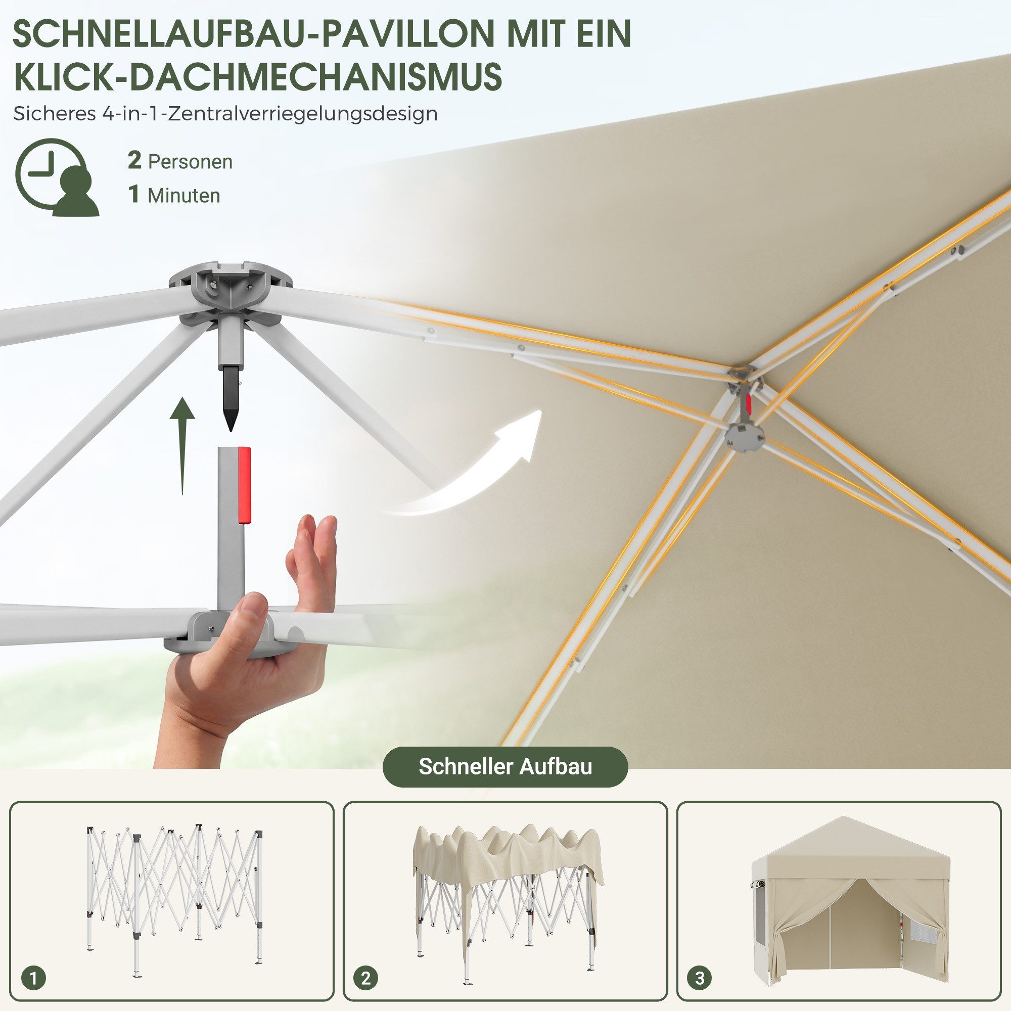 HOMALL Faltpavillon 3x3/3x6 m Gartenpavillon Höhenverstellbarer Pop Up Pavillon, mit 4 Seitenteilen, (Windfester Pavillon mit Seitenteilen und Tragetasche, für Garten Camping), Höhenverstellbar Gartenzelt mit mückennetz, UV-Schutz 50+
