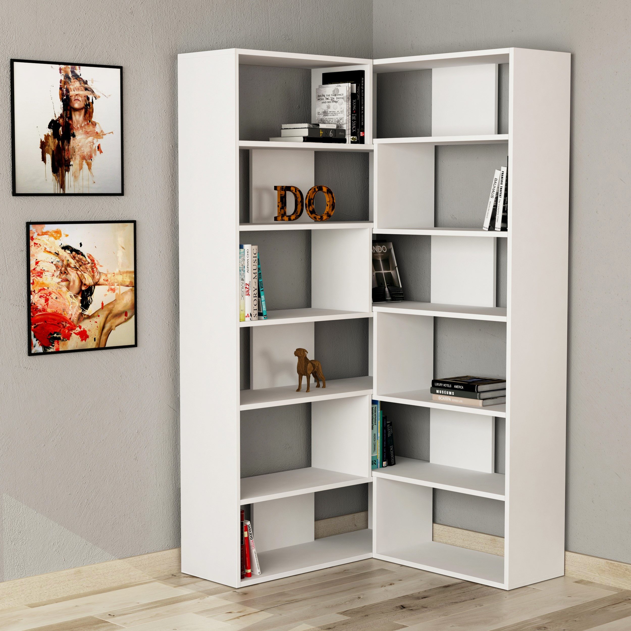 Decortie Bücherregal Molly, Modernes Bücherregal,Eck, Display Unit No.4, 29 günstig online kaufen