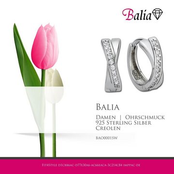 Balia Paar Creolen Balia Creolen für Damen poliert (Creolen), Damen Creolen X-Form aus 925 Sterling Silber, Farbe: weiß, silber