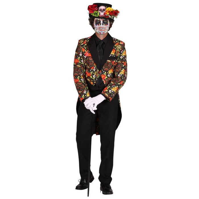 thetru Kostüm Mexikanischer Totenkopf Herrenfrack Im Dia de los Muertos-Stil gemusterte Anzugjacke für Männer