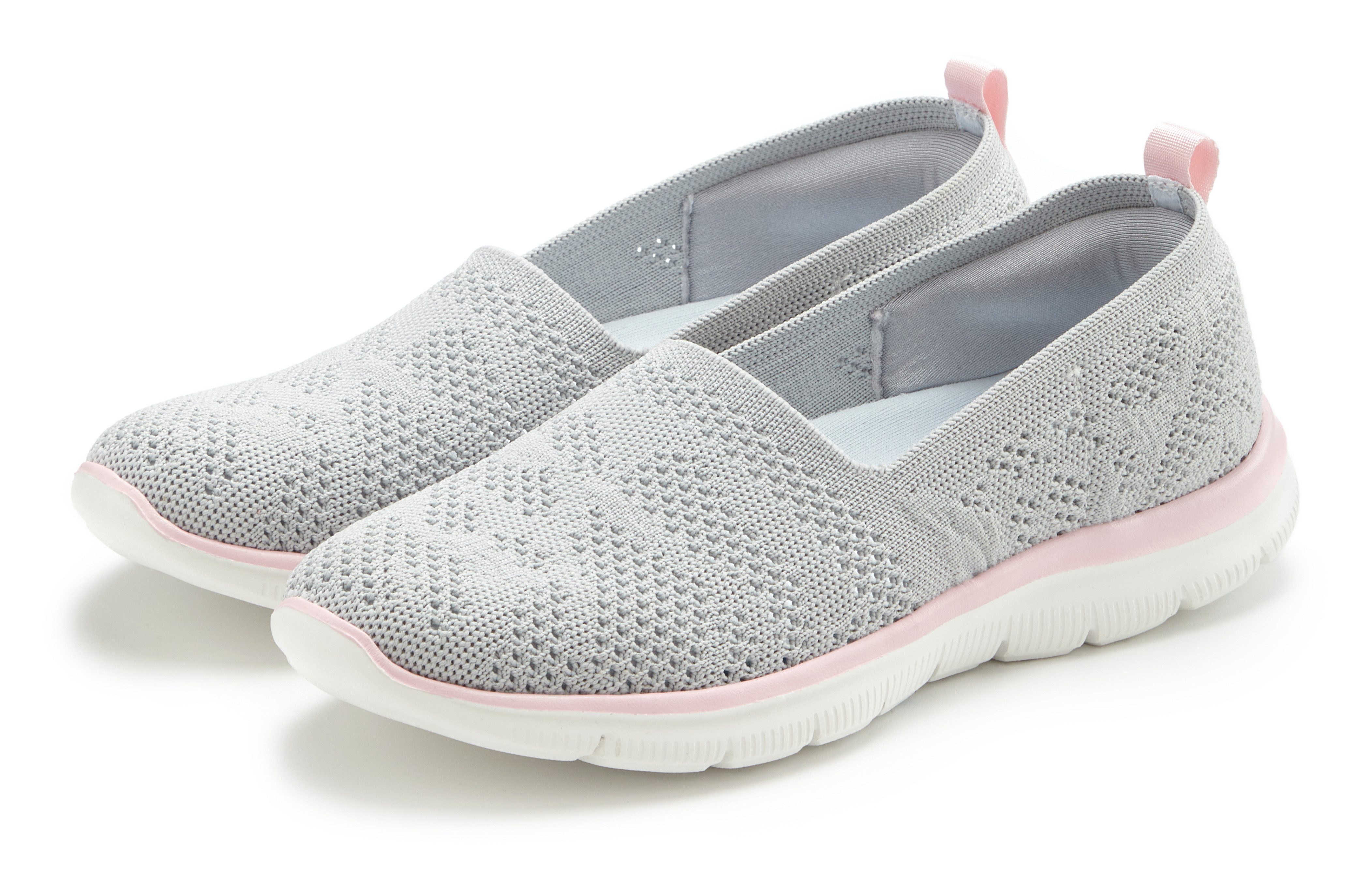 LASCANA Ballerina, Sneaker, Freizeitschuh, Slip-On-Sneaker, Slipper NEU zum Reinschlüpfen, ultraleicht VEGAN