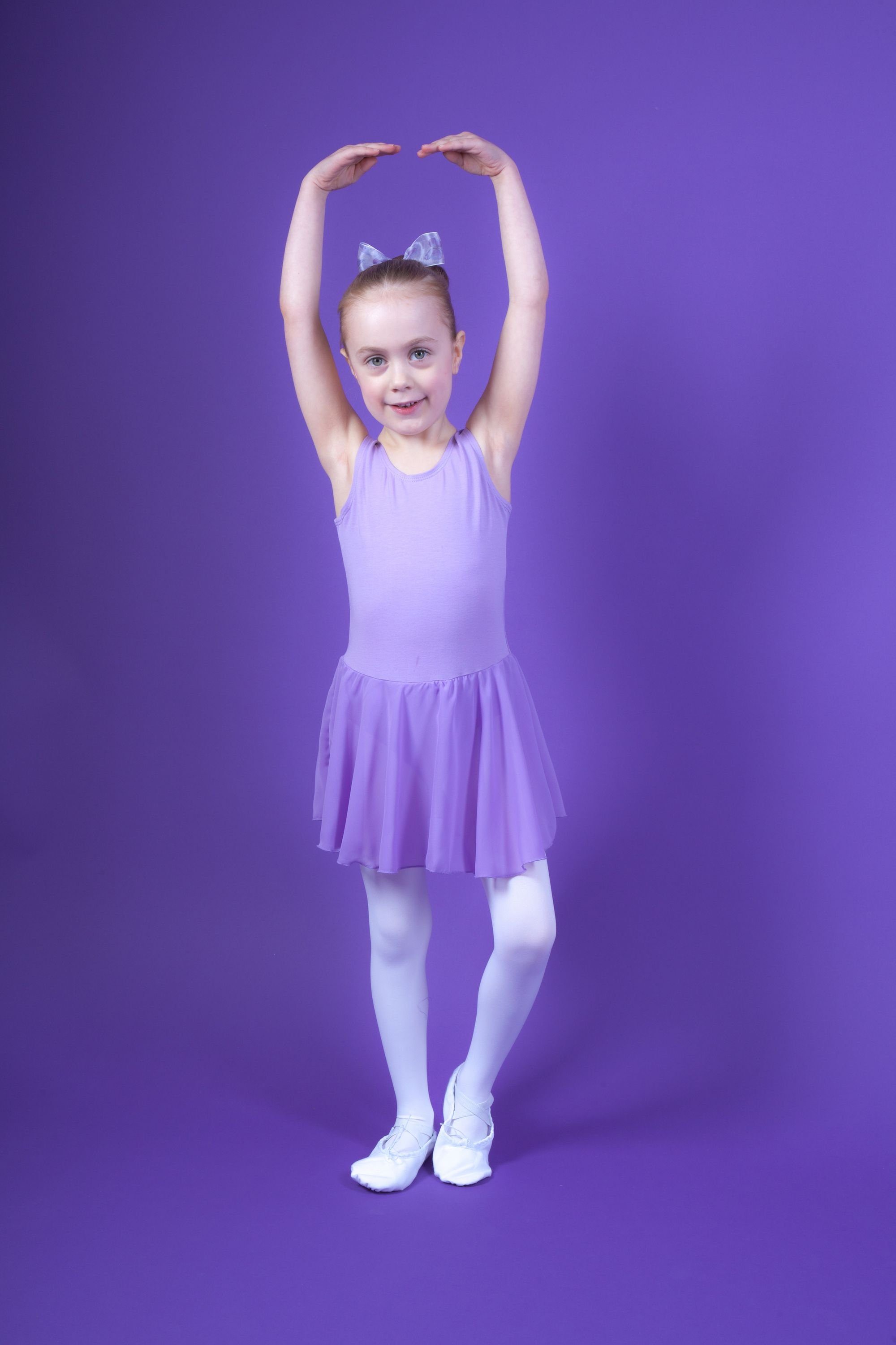 tanzmuster Chiffonkleid Ballettkleid fürs lavendel Schlüssellochausschnitt Ballettbody mit für weicher Ballett Kinder Baumwolle aus Mädchen Bella