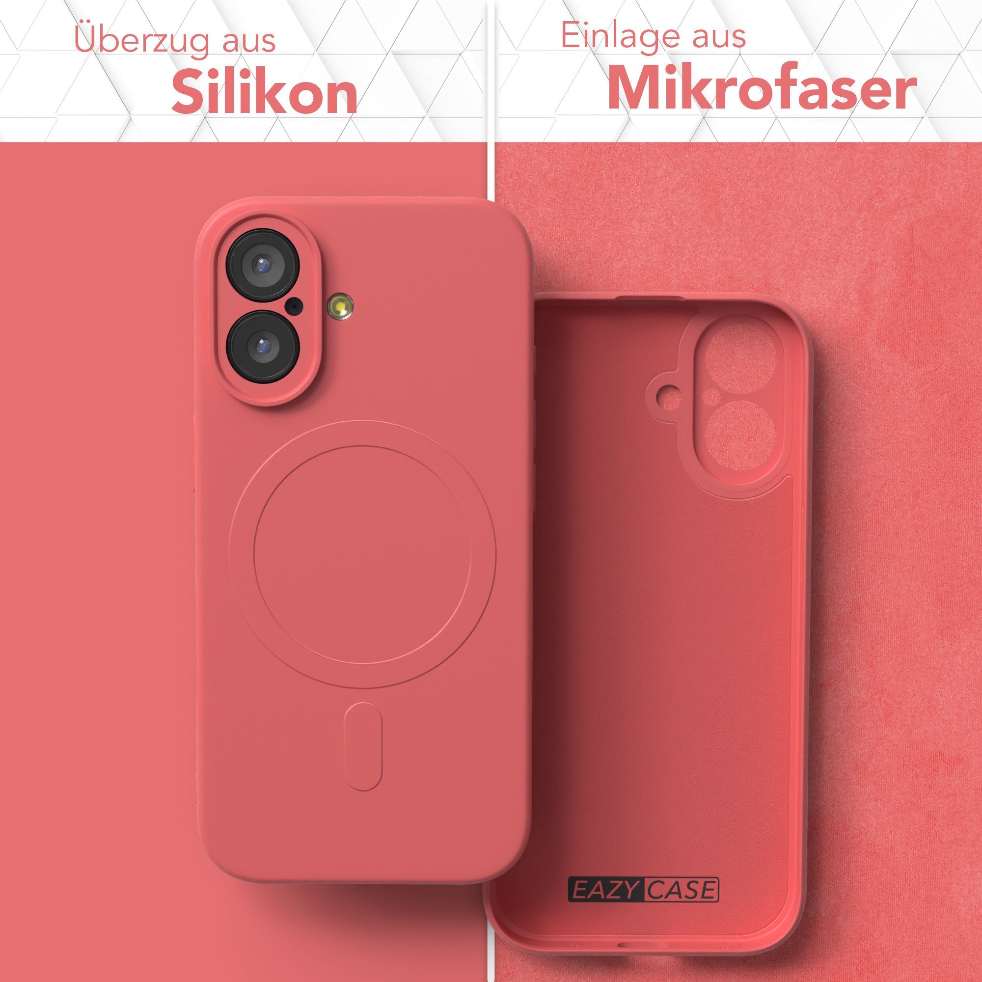 EAZY CASE Handyhülle für Apple iPhone 17 Hülle Silikon 6,3 Zoll, MagSafe Silikonhülle Kameraschutz stoßfest Handyhülle Matt Hellrot