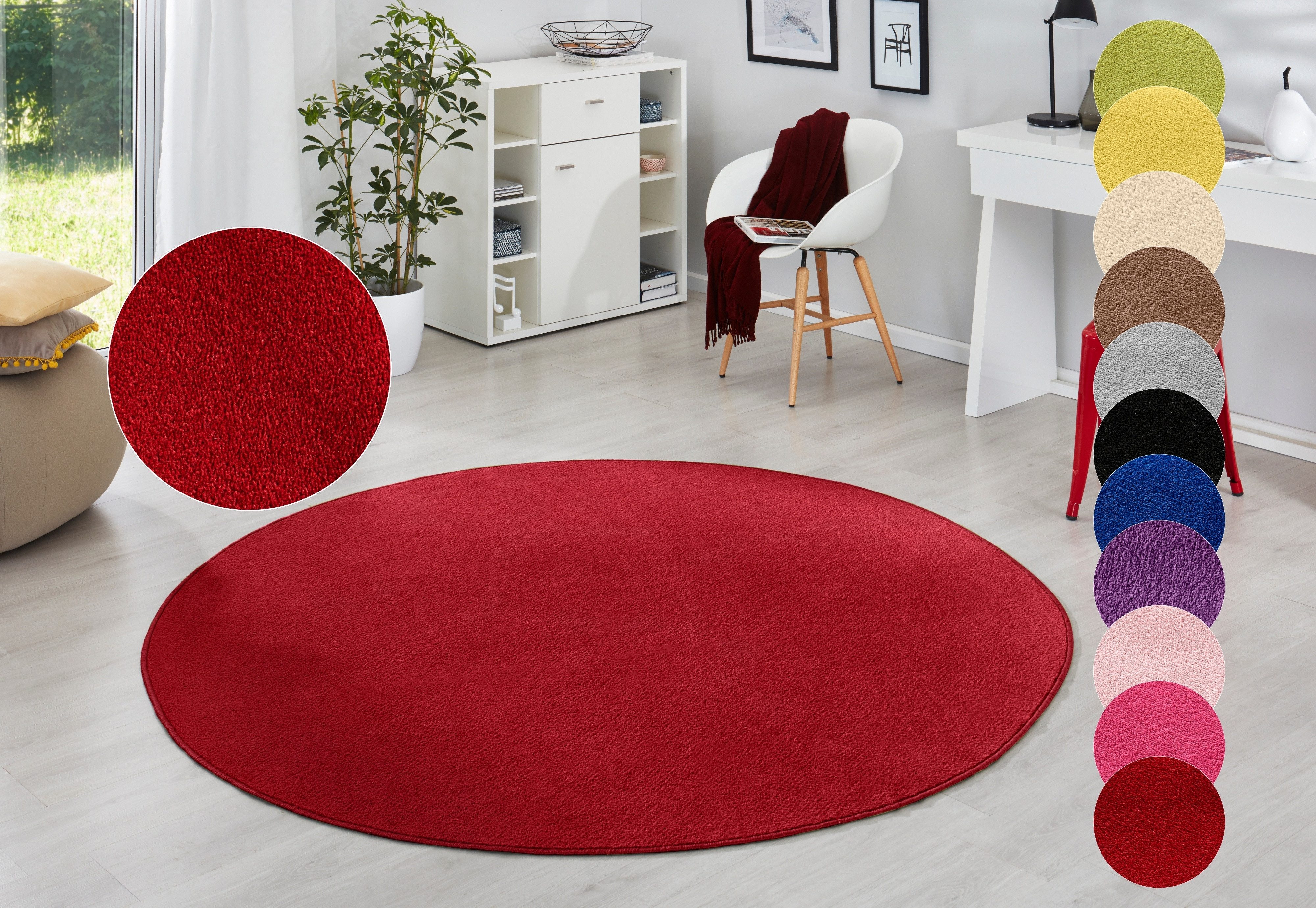 HANSE Home Teppich Fancy, rund, Höhe: 7 mm, Kurzflor, Weich, Einfarbig, Wohnzimmer, Schlafzimmer, Esszimmer