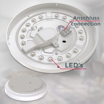 B.K.Licht Deckenleuchte LED Deckenlampe Ø22cm Badezimmer weiß - BKL1295, LED fest integriert, Neutralweiß, moderne Badezimmerlampe Decke Leuchtmittel 10W 900lm 4000K Flur Küche