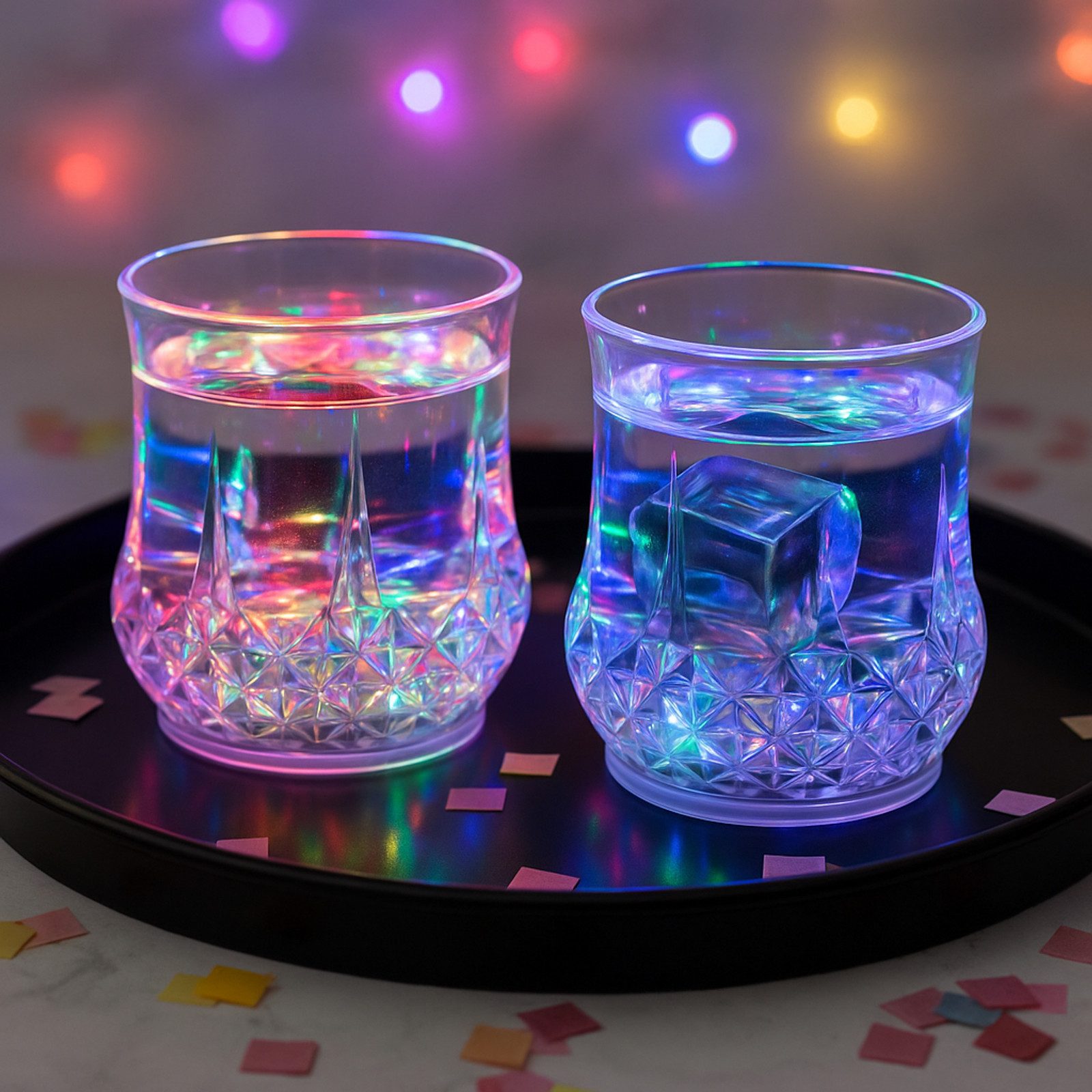 Gravidus Schnapsglas 2er Set bunte LED Trinkgläser mit Farbwechsellicht 210ml Kunststoff, Kunststoff