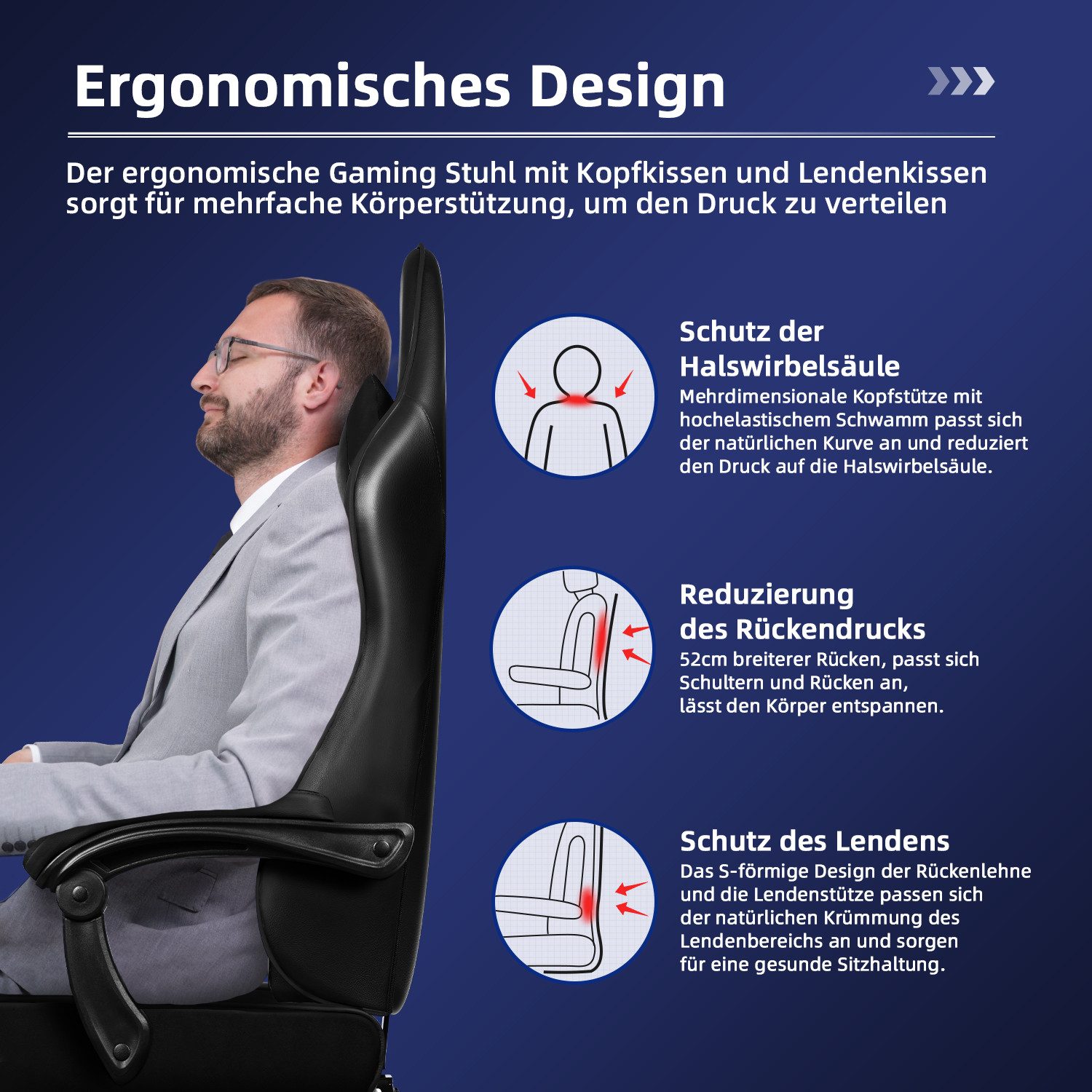 Hiazurm Gaming-Stuhl Gaming Stuhl, Bürostuhl Ergonomisch Wippfunktion bis z günstig online kaufen