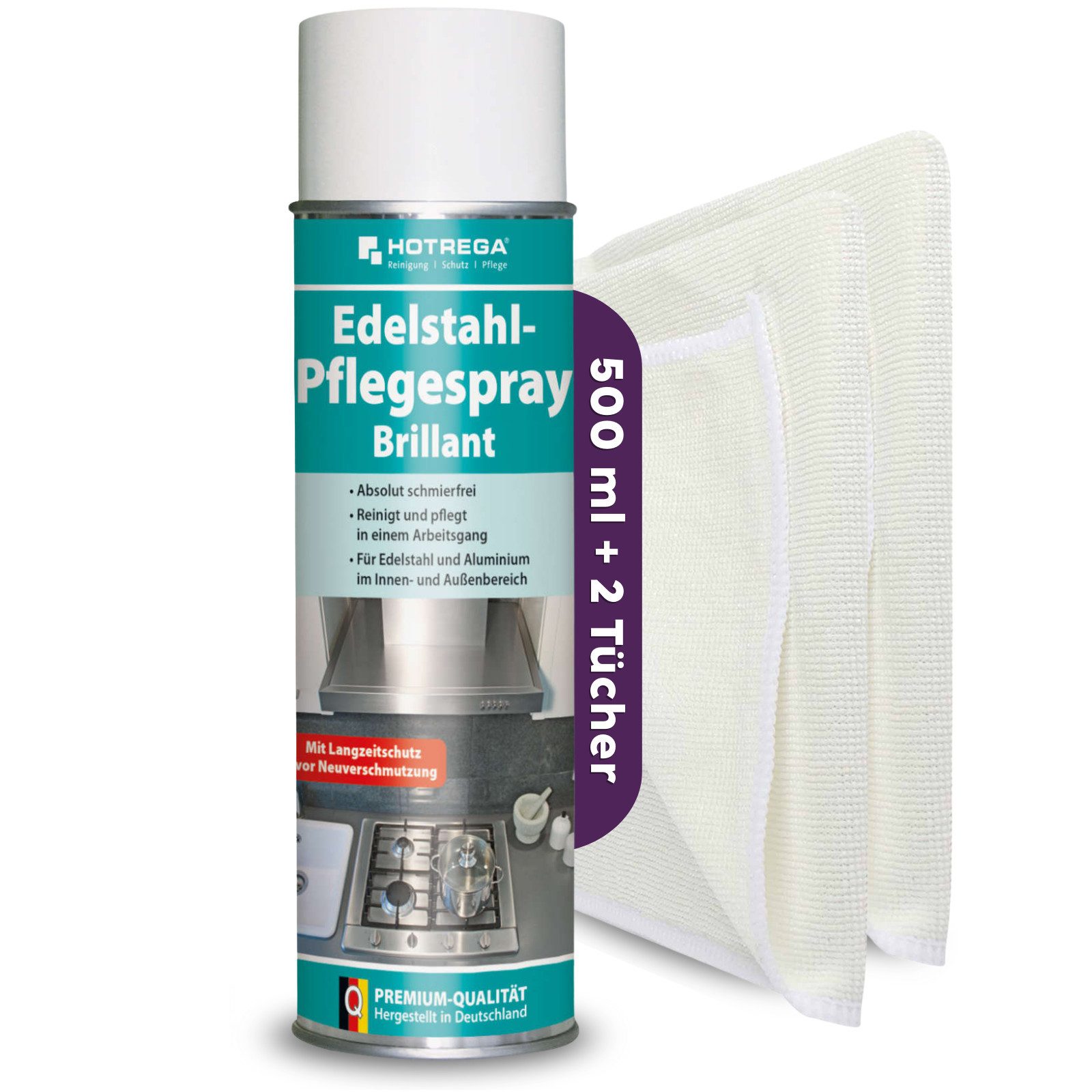 HOTREGA® Edelstahl Pflegespray Edelstahlreiniger Aluminiumreiniger Edelstahlreiniger (Schlierenfreie Reinigung & Pflege Vermindert Fingerabdrücke, Für Küche, Haushalt & Geräte)