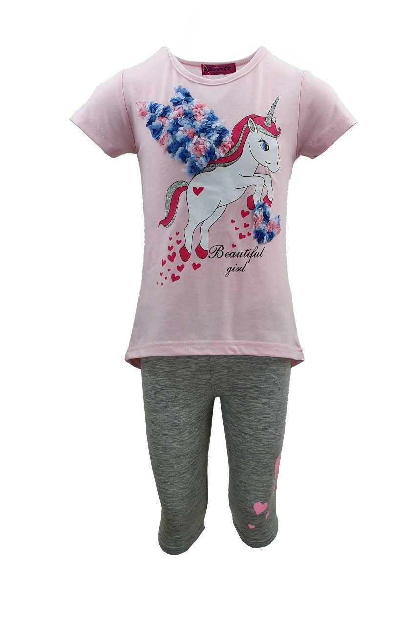 Hessis Top & Leggings Mädchen Sport- & Freizeitset, MS74 (Shirt + Leggings) Rosa