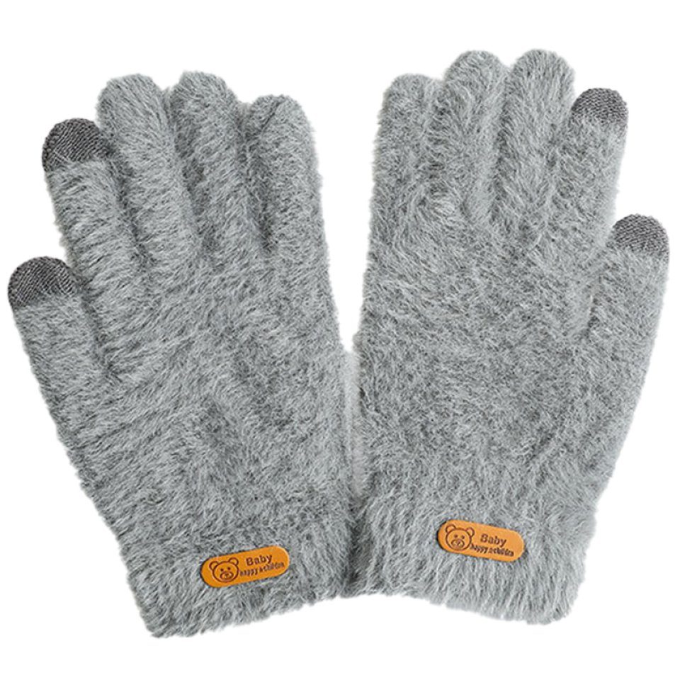 Dick Fahrradhandschuhe Winddicht, Winter-Strick-Touchscreen-Handschuhe, gray Warm, Blusmart