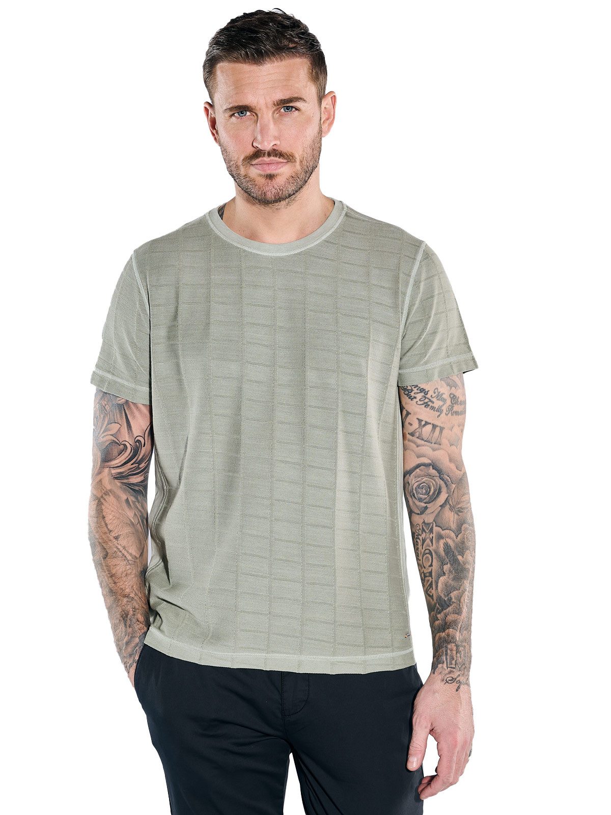 emilio adani T-Shirt Herren T-Shirt strukturiert, Oliv
