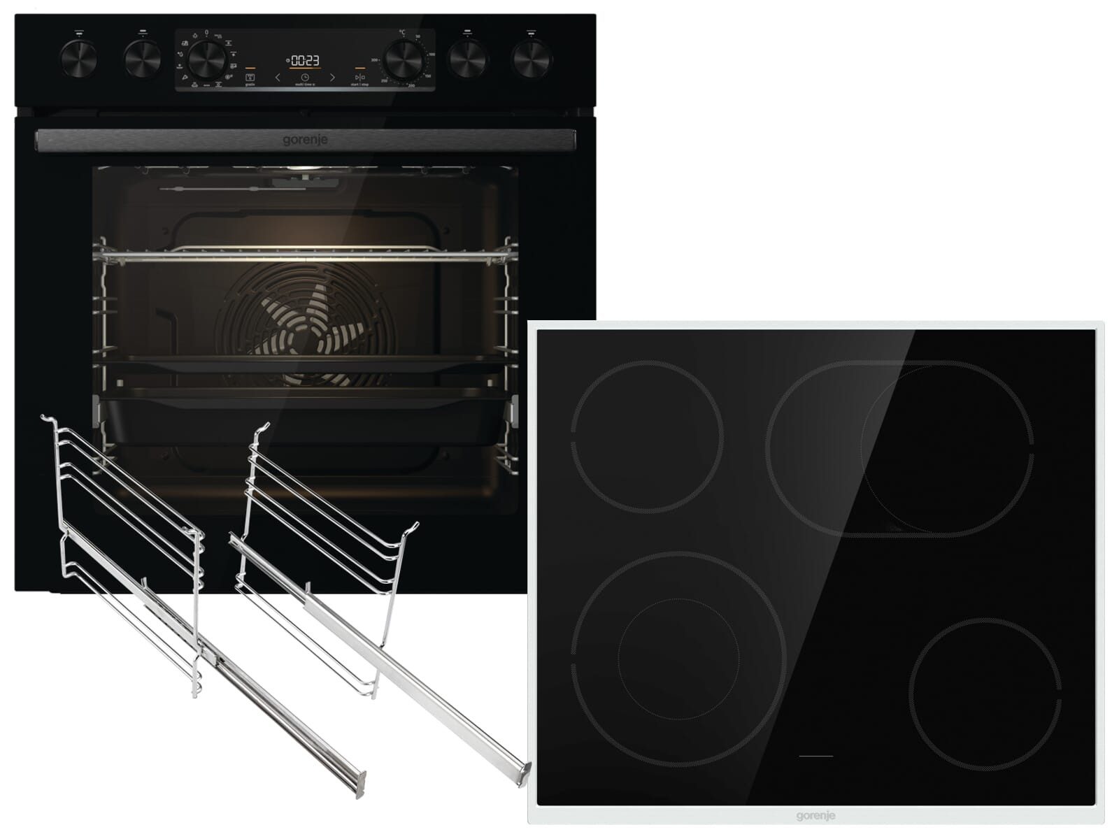 GORENJE Elektro-Herd-Set, mit 1-fach kein Auszug vorhanden, Reinigung mit Wasser / Dampf