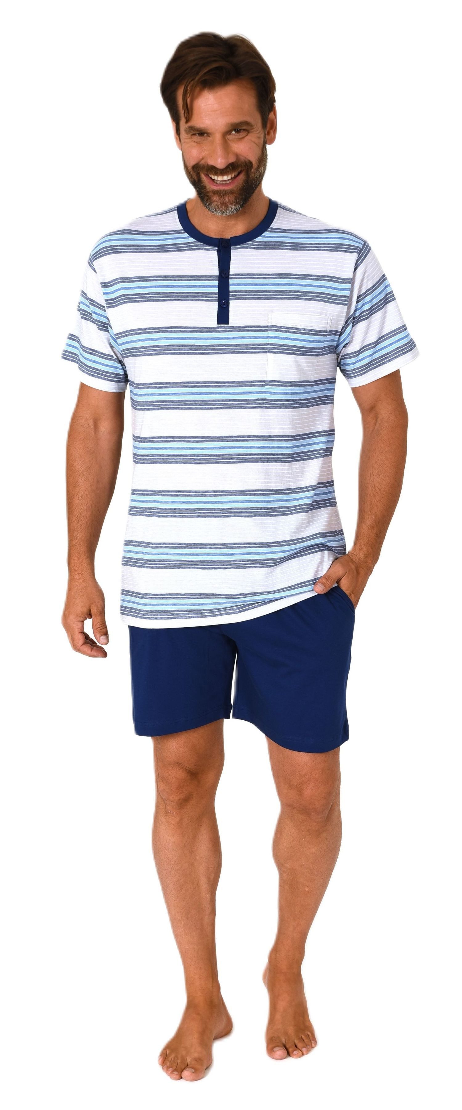 Normann Pyjama Normann Herren kurzarm Schlafanzug Shorty mit Knopfleiste am günstig online kaufen