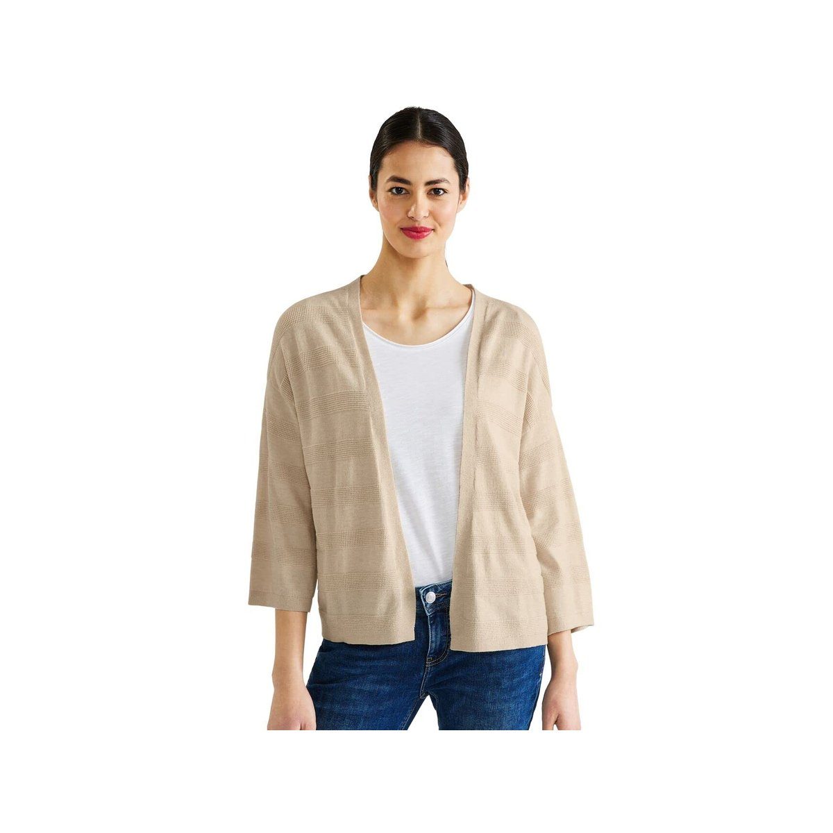 STREET ONE Strickjacke uni regular fit (1-tlg) light smooth sand melange