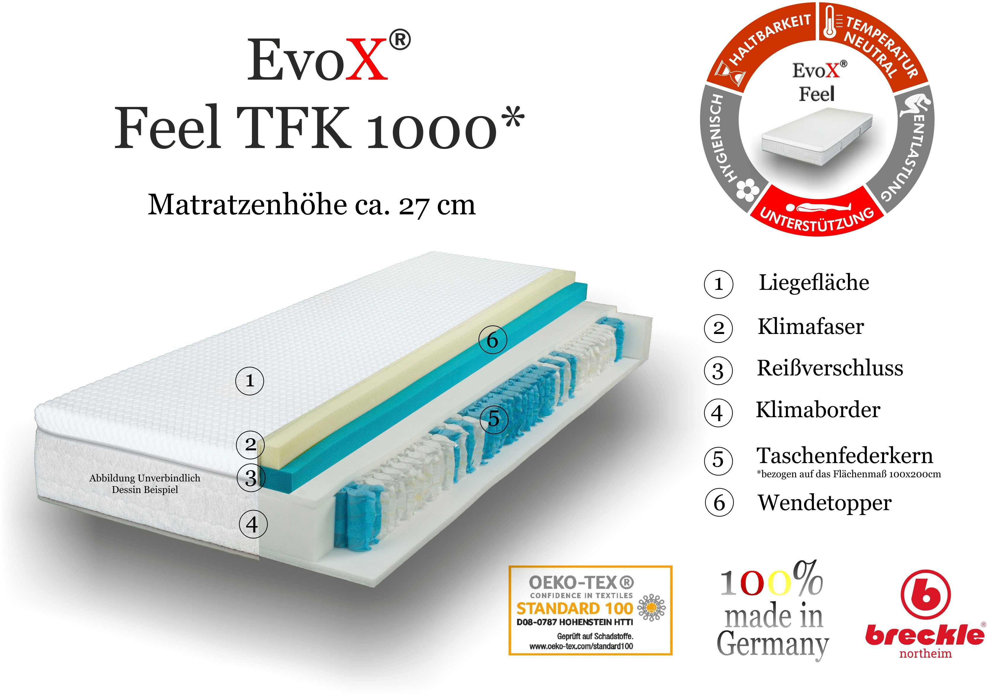 EvoX 1000, unterschiedlich Breckle cm festen zwei Taschenfederkernmatratze Wendematratze Feel mit hoch, Northeim, 27 Liegeseiten