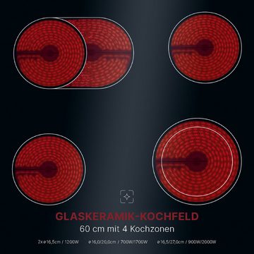 BOMANN Elektro-Herd-Set EHBC 7936, Kochfeld mit 4 Kochzonen, 9 Ofen Funktionen, 56l