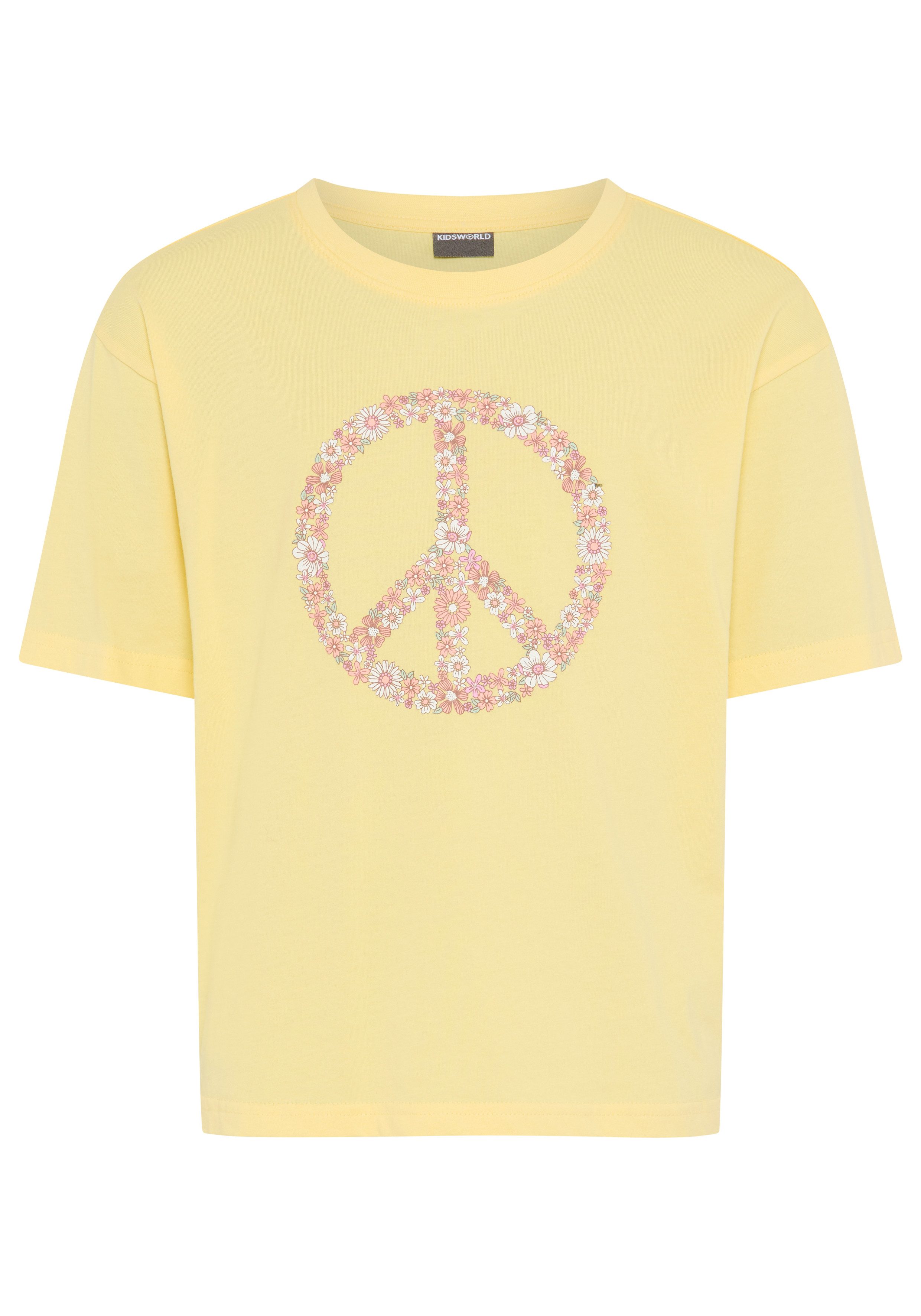 KIDSWORLD T-Shirt T-Shirt Peacezeichen-Druck lässige Passform, Kurzarm, mit Rundhalsausschnitt, aus Baumwolle. Reduzierter Preis € 10,99. Unverbindliche Preisempfehlung € 12,99, (€ 10,99 pro 1 Stk)
