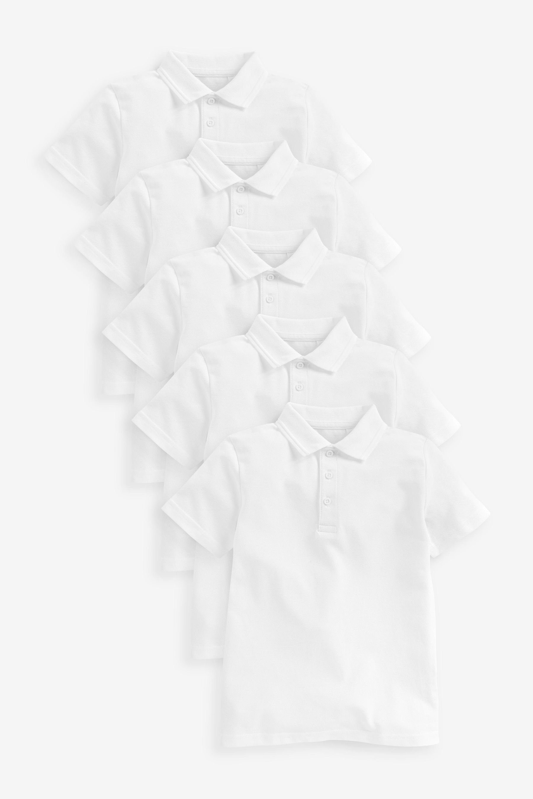 aus (5-tlg) 16 Jahre) Schul-Poloshirts Poloshirt Next Baumwolle 5 bis (3 White