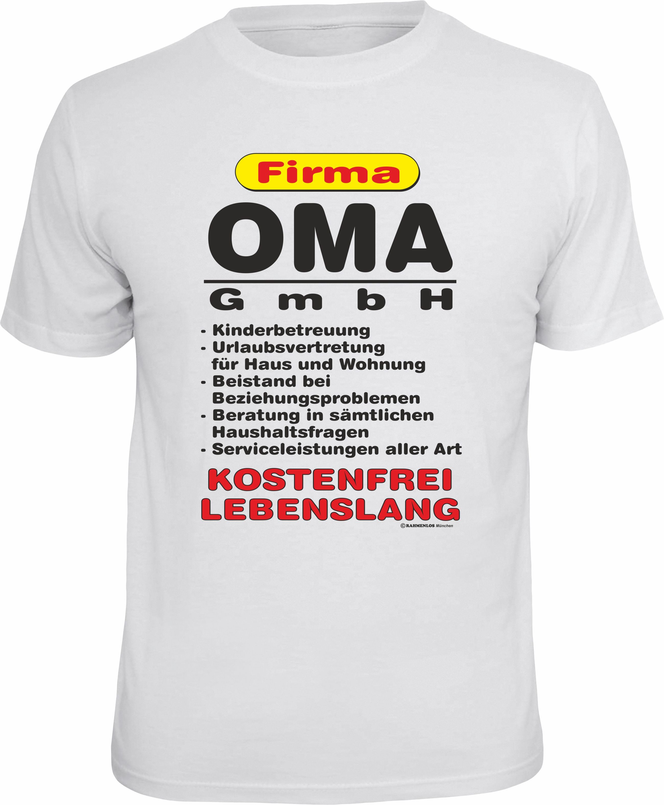 RAHMENLOS® T-Shirt als Geschenk für die (werdende) Oma: Firma Oma GmbH