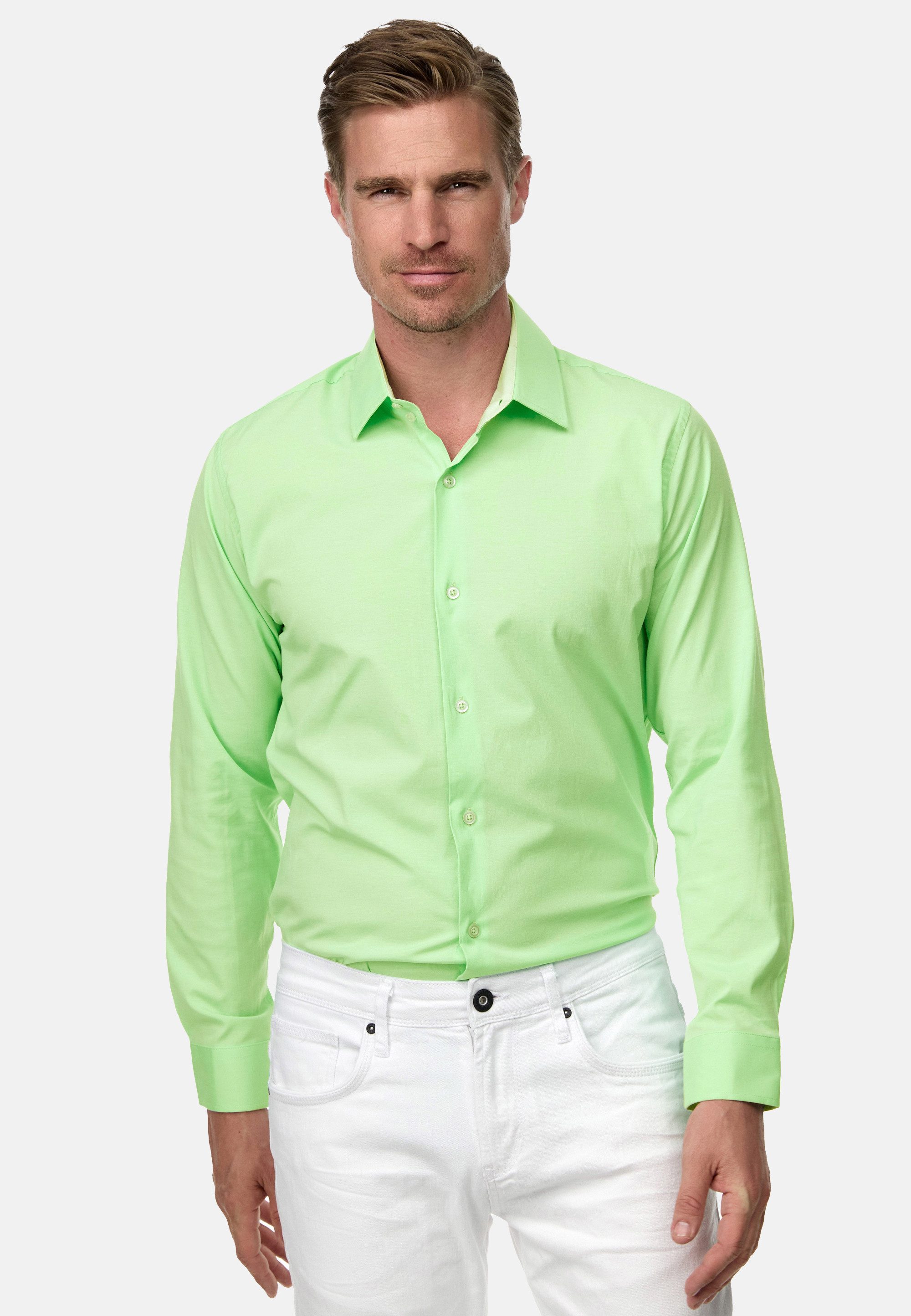 Rusty Neal Langarmhemd mit farblich abgesetztem Innenkragen günstig online kaufen