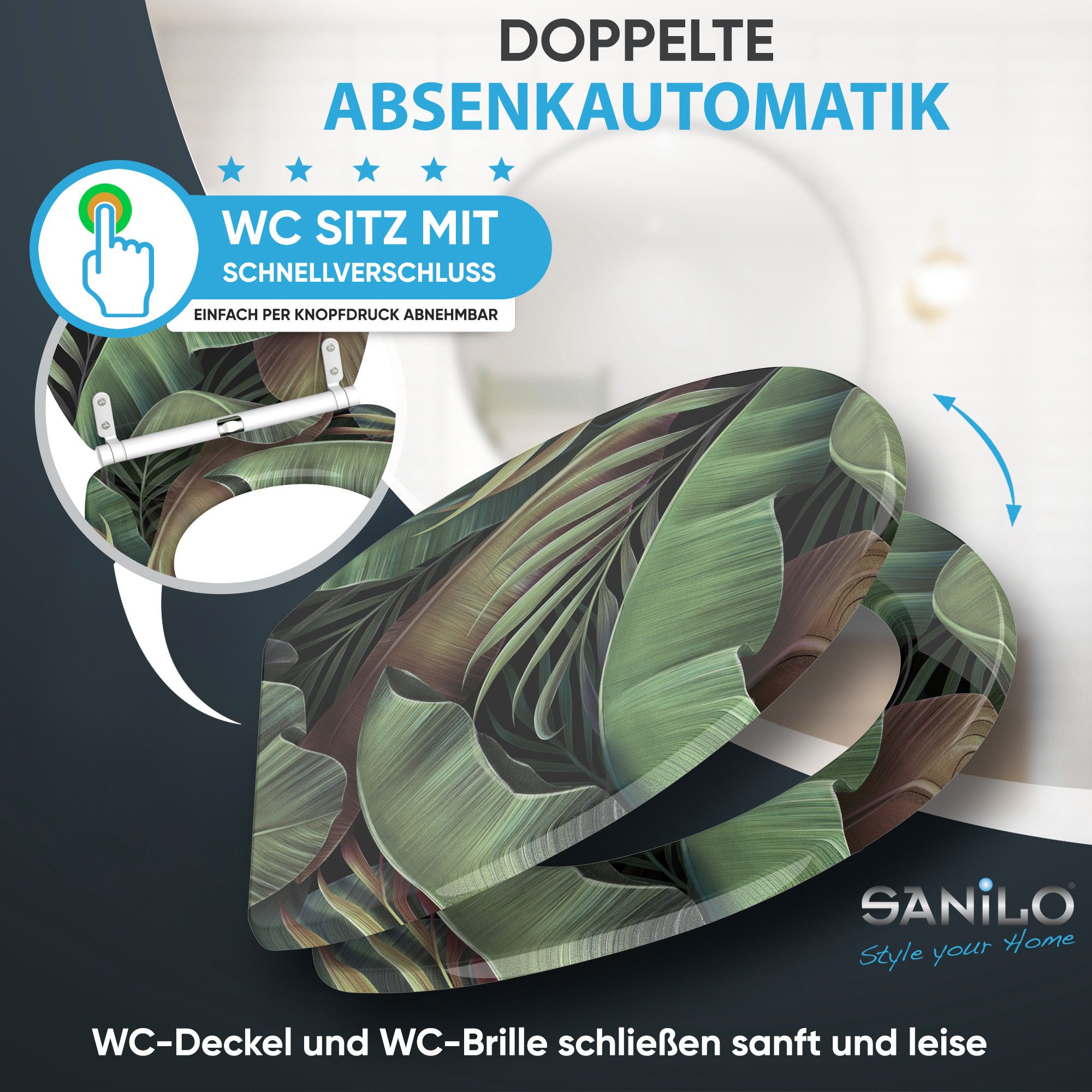 Sanilo WC-Sitz mit Absenkautomatik & Top Fix in vielen Designs, hochwertig, abnehmbar, leichte Montage von oben, mit Schraubenzieher