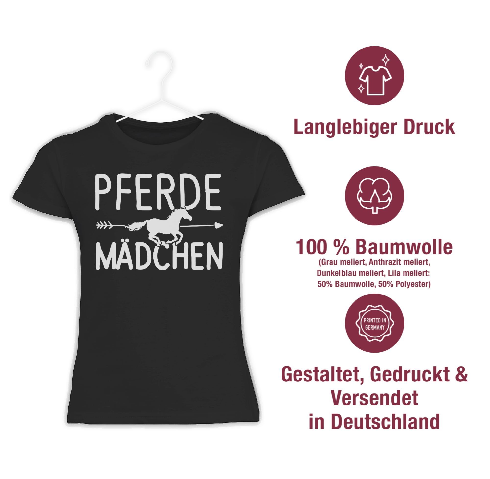 Shirtracer Pferdemädchen Schwarz 2 Mädchen Pferde T-Shirt - Pferd