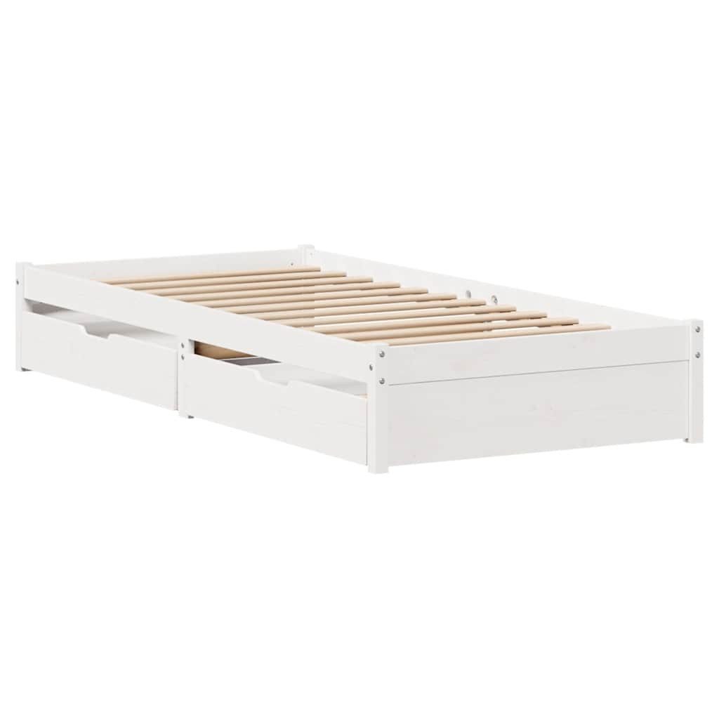 vidaXL Bett Massivholzbett ohne Matratze Weiß 75x190 cm Kiefernholz