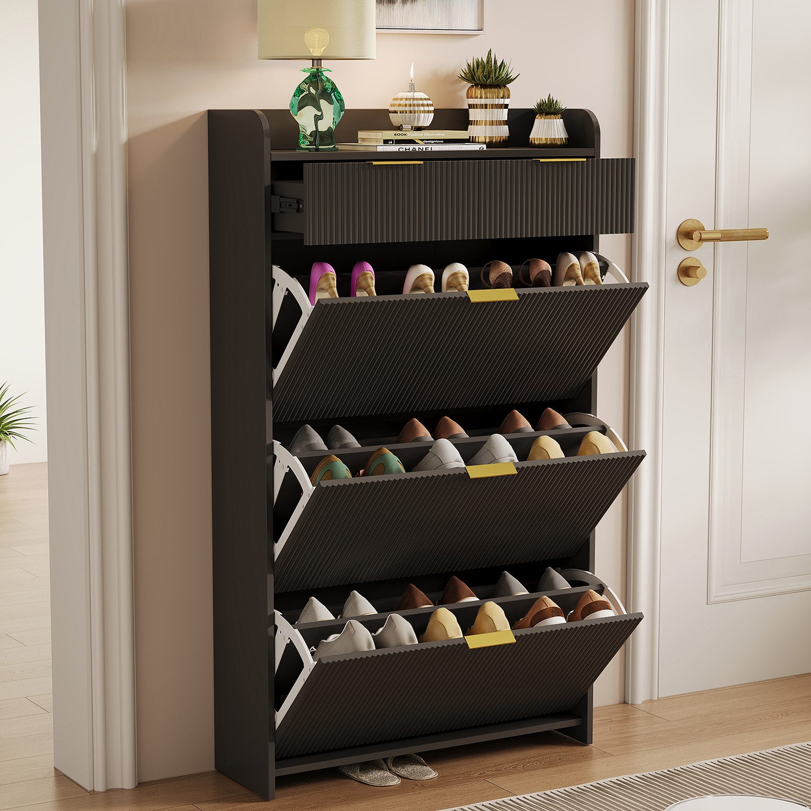 FUROKOY Schuhschrank Schuhkipper,Schuhregal schmal mit Metallfüßen für Wohn günstig online kaufen