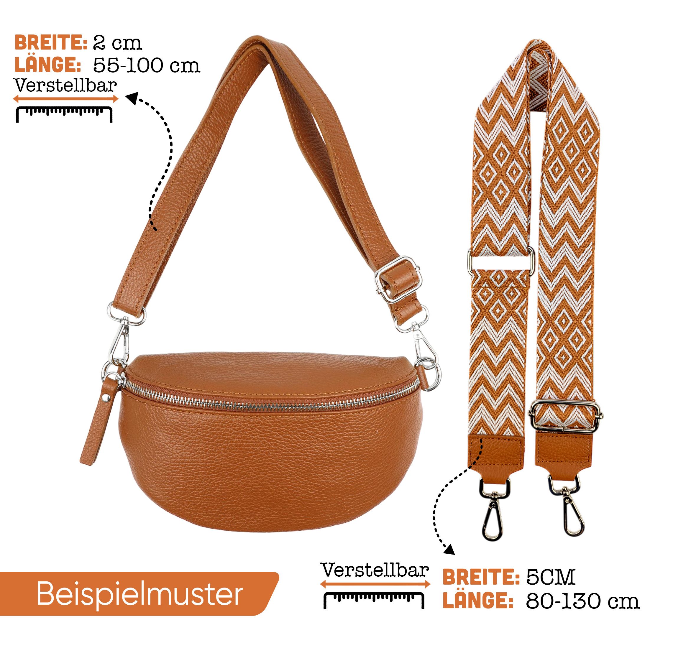 SEVA Gürteltasche Bauchtasche Damen Echtleder, Gürteltasche groß, Umhängetasche kleine (Crossbody Tasche Groß, Umhängetasche Damen aus Echtleder, Brusttasche, E – Bild 5 von 5