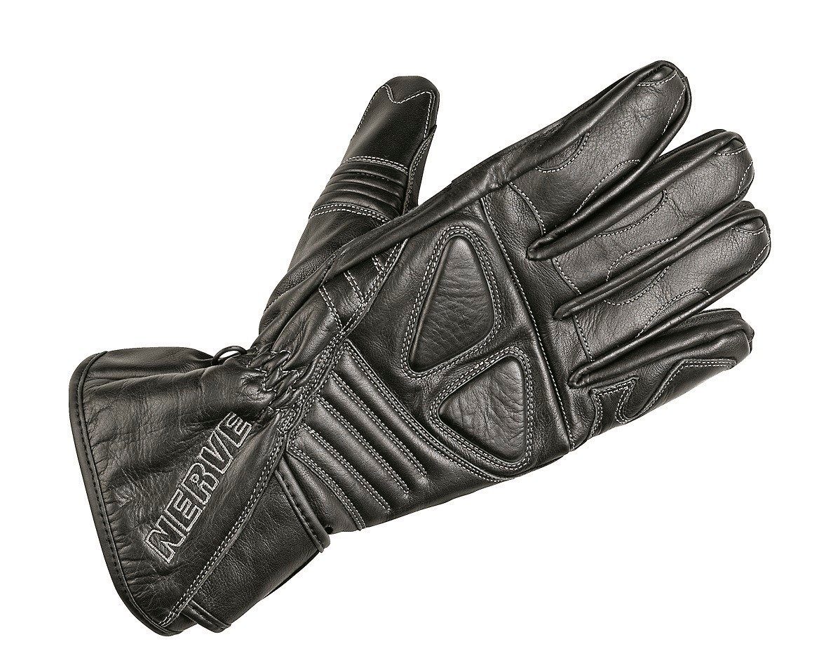NERVE Motorradhandschuhe Dark Leather den Polsterung über Fingerknöcheln