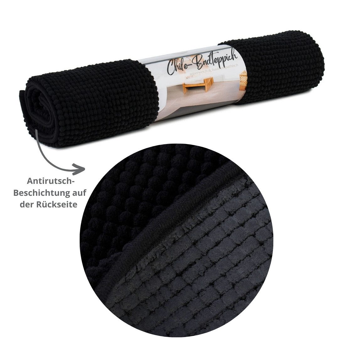 liebling Badematte, Fußbodenheizung geeignet, Polyester, rechteckig, Antirutsch-Beschichtung, sehr Saugfähig, Größe: 50x70 cm, graphit