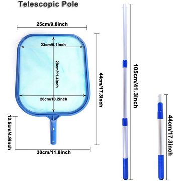 Lubgitsr Kescher Poolkescher Poolkärscher, Poolreinigung Kescher Feinmaschig mit Stab (1-St)